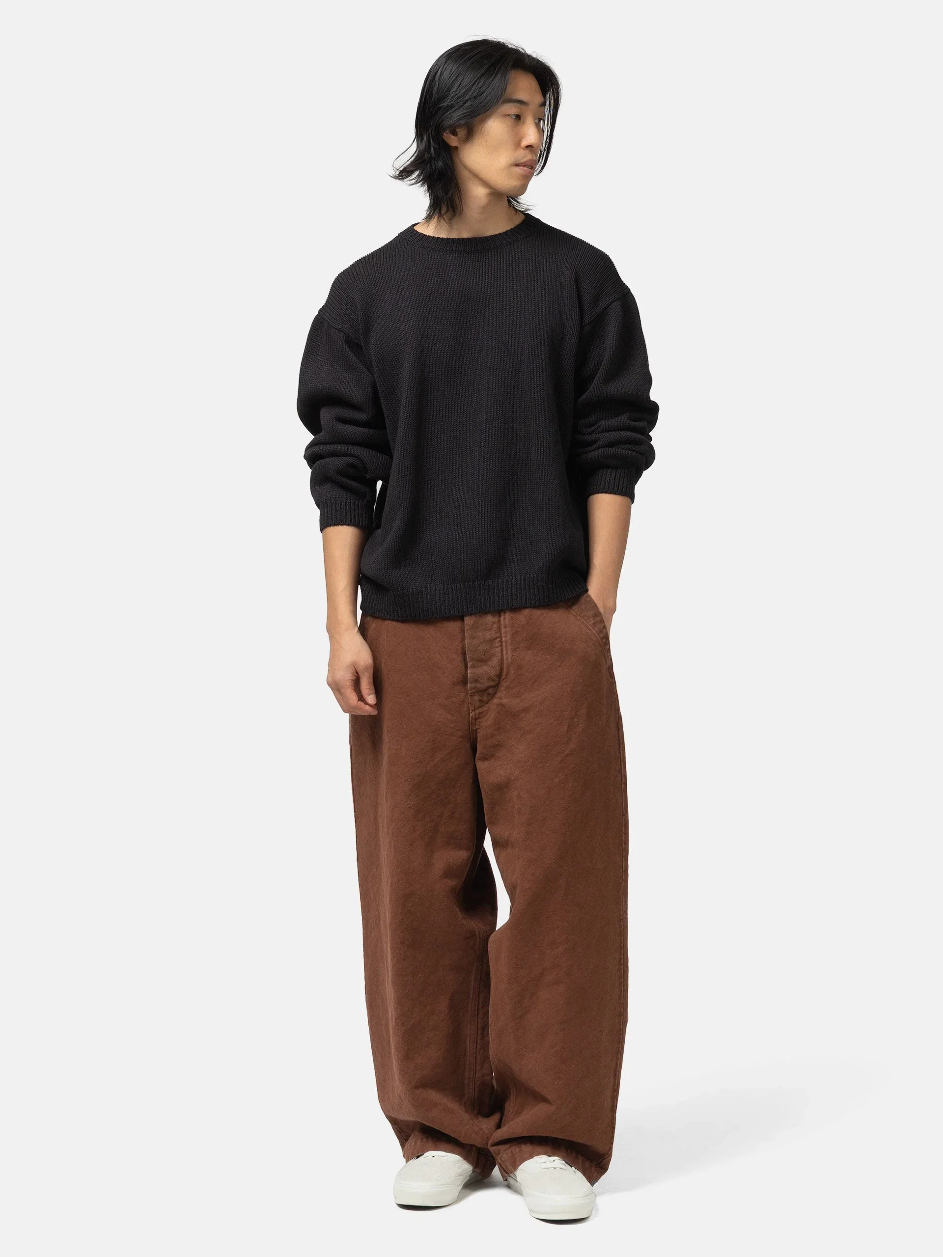 Kaptain Sunshine Cotton Hemp Wide Pants Brown