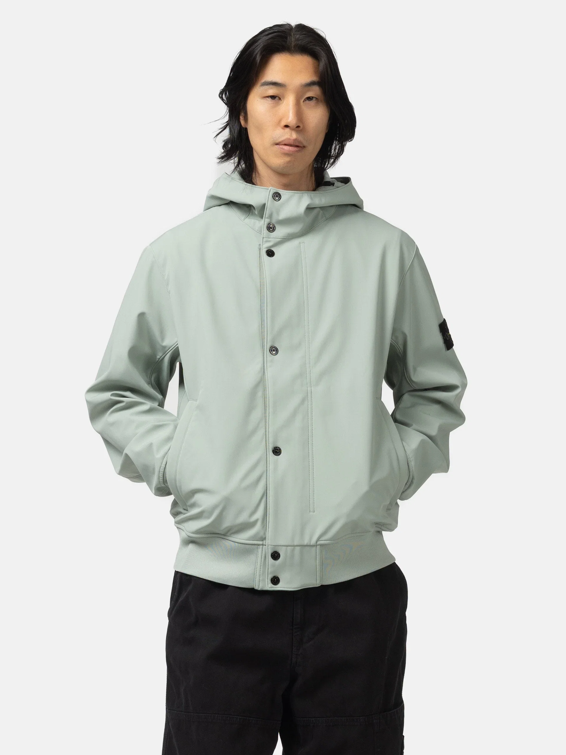 Stone Island Light Soft Shell-R_E.Dye® Technology Hooded Jacket Sage