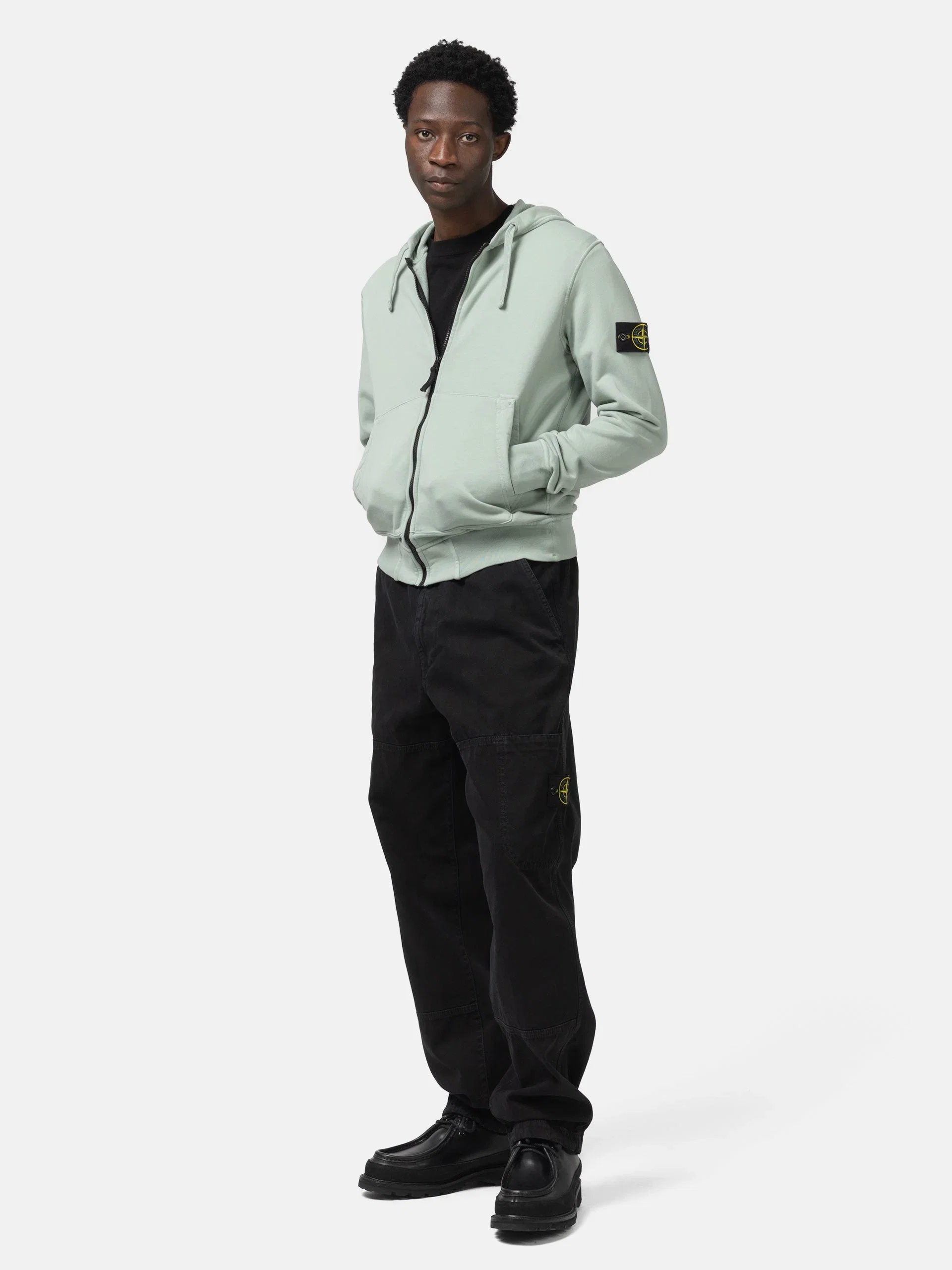 Stone Island Organic Cotton Hooded Sweatshirt Sage