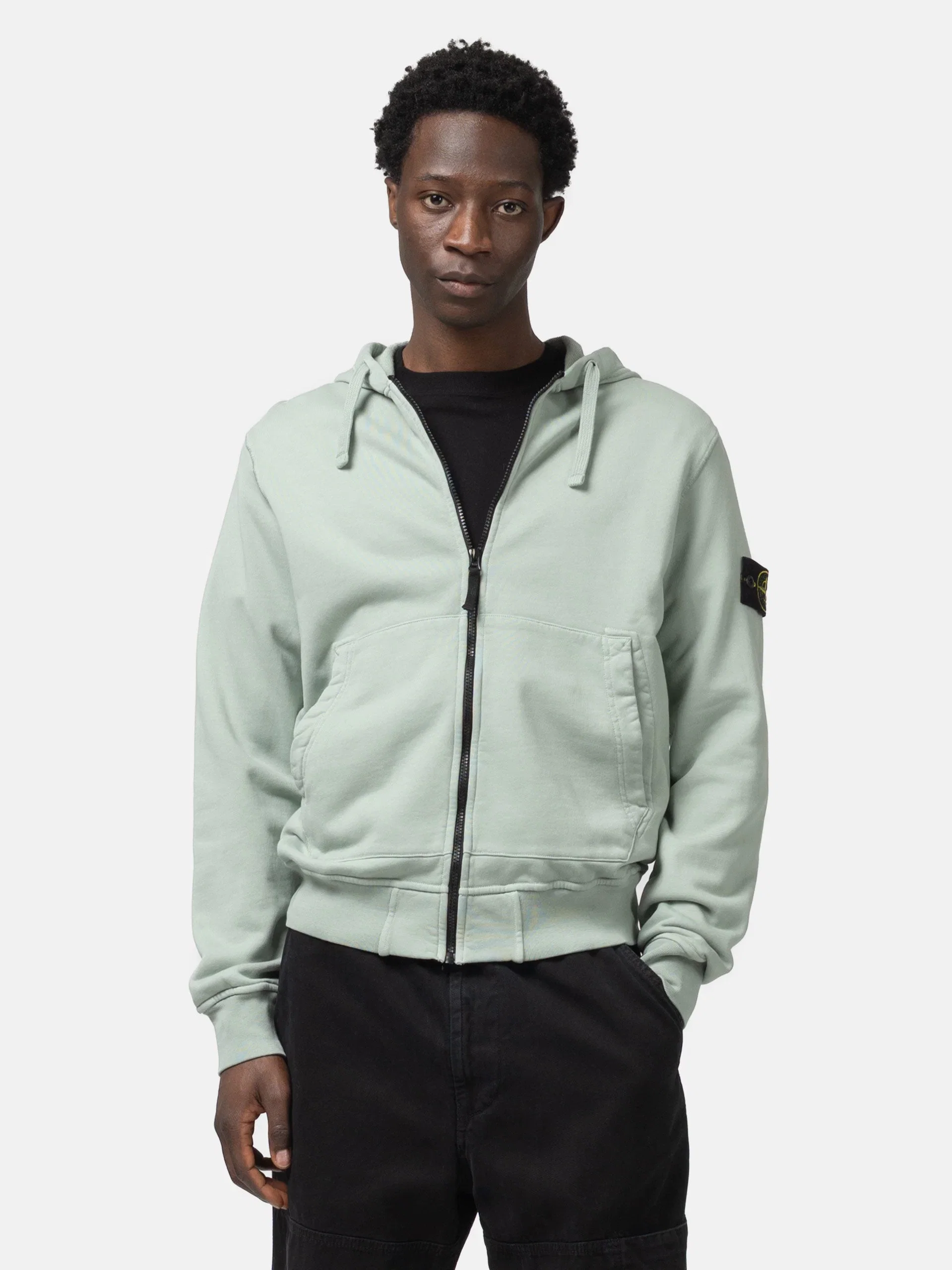 Stone Island Organic Cotton Hooded Sweatshirt Sage
