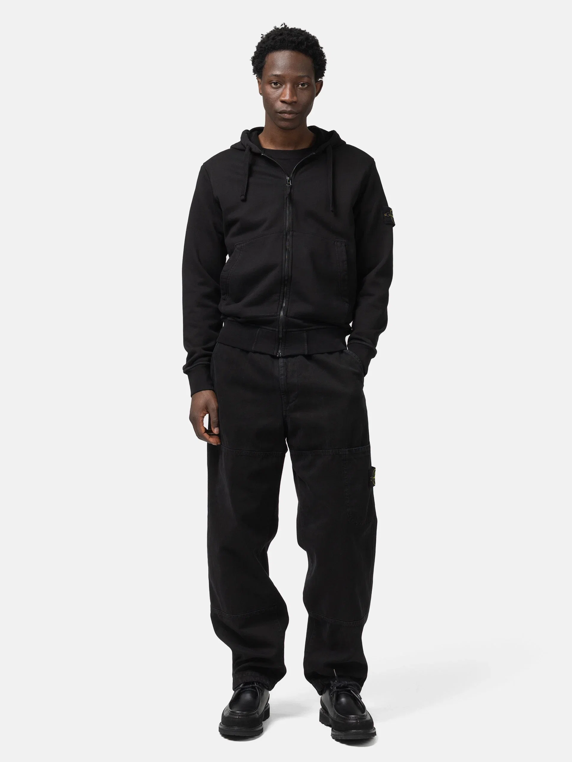 Stone Island Organic Cotton Hooded Sweatshirt Black