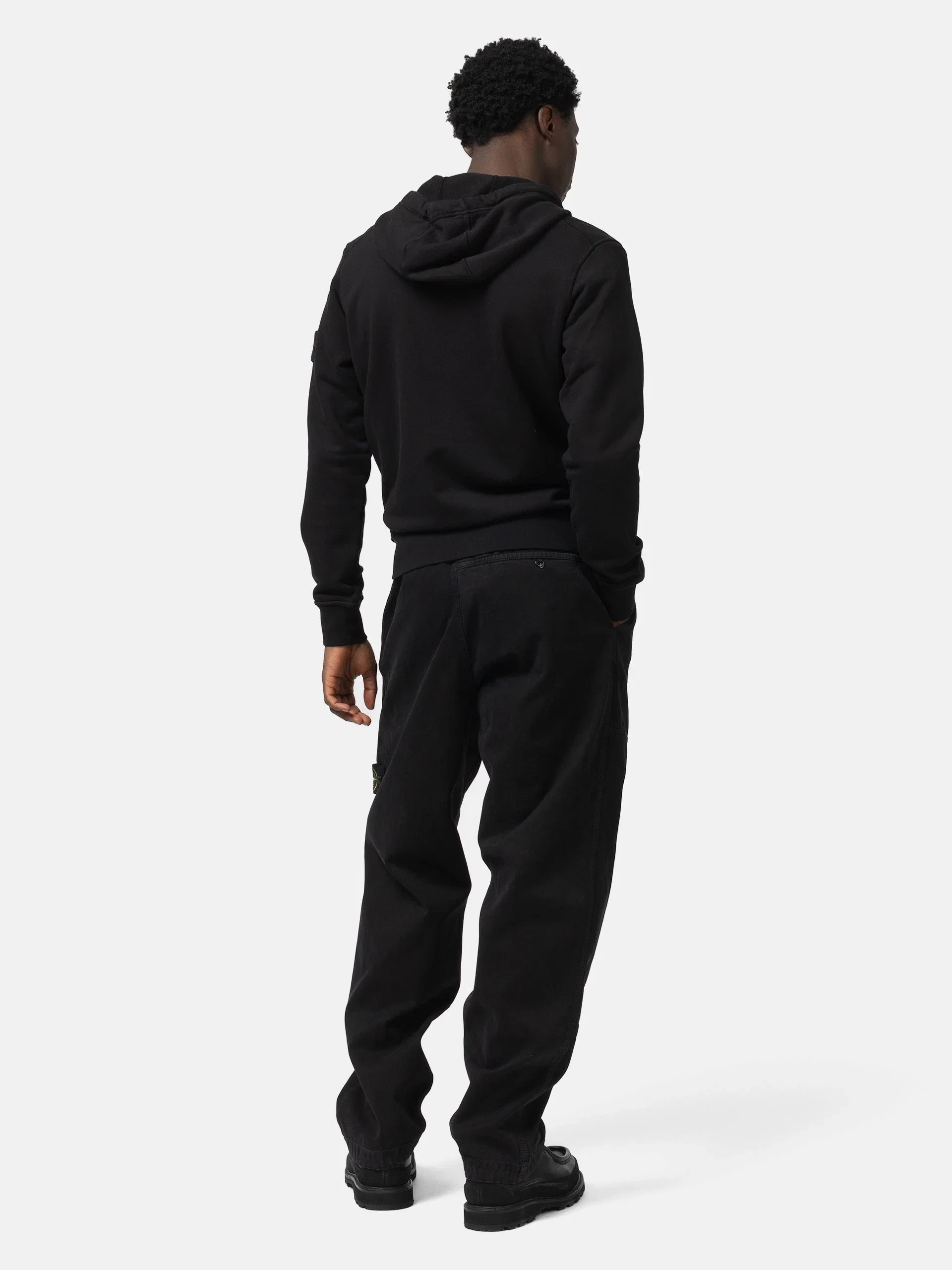 Stone Island Organic Cotton Hooded Sweatshirt Black