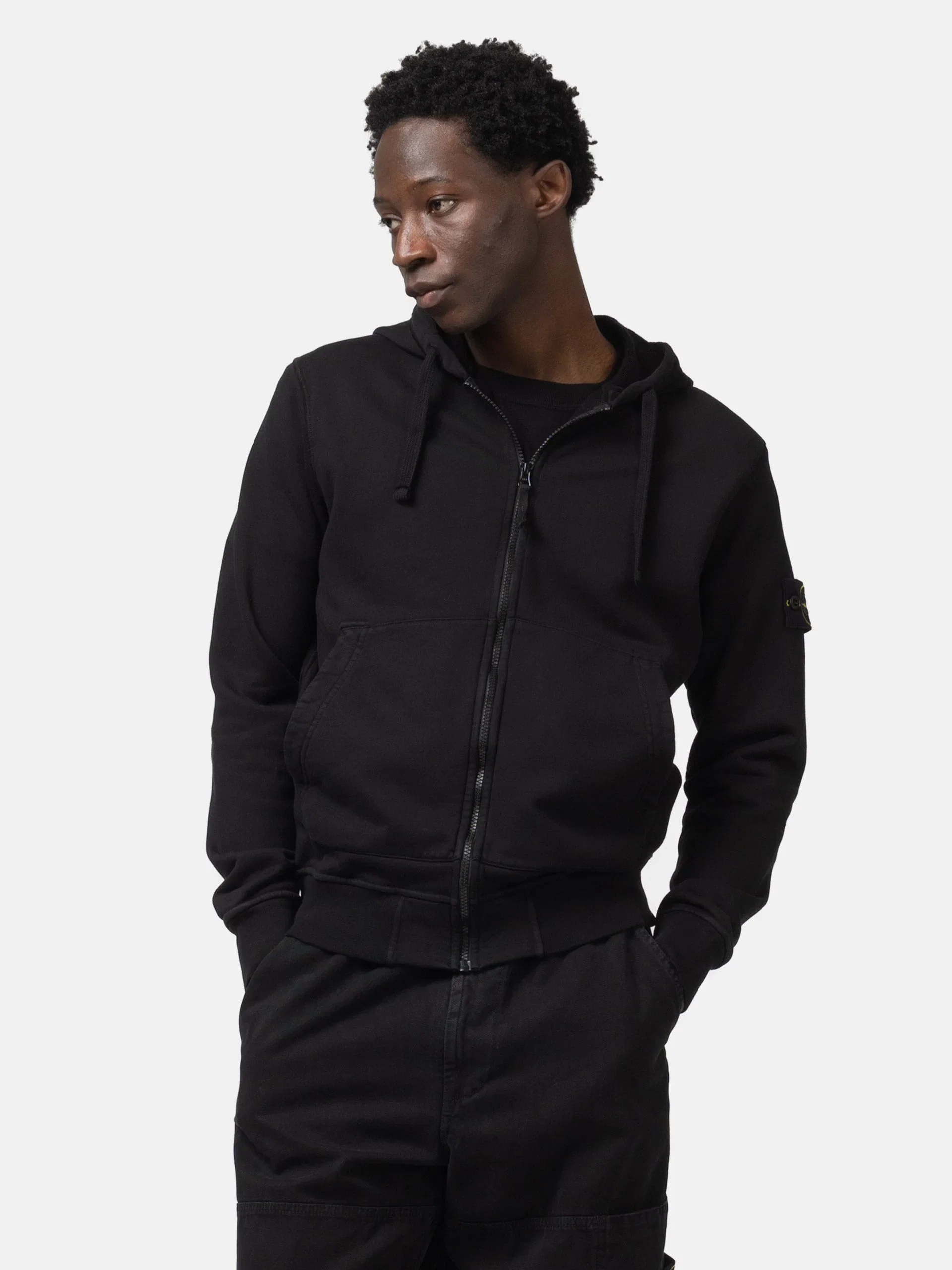 Stone Island Organic Cotton Hooded Sweatshirt Black