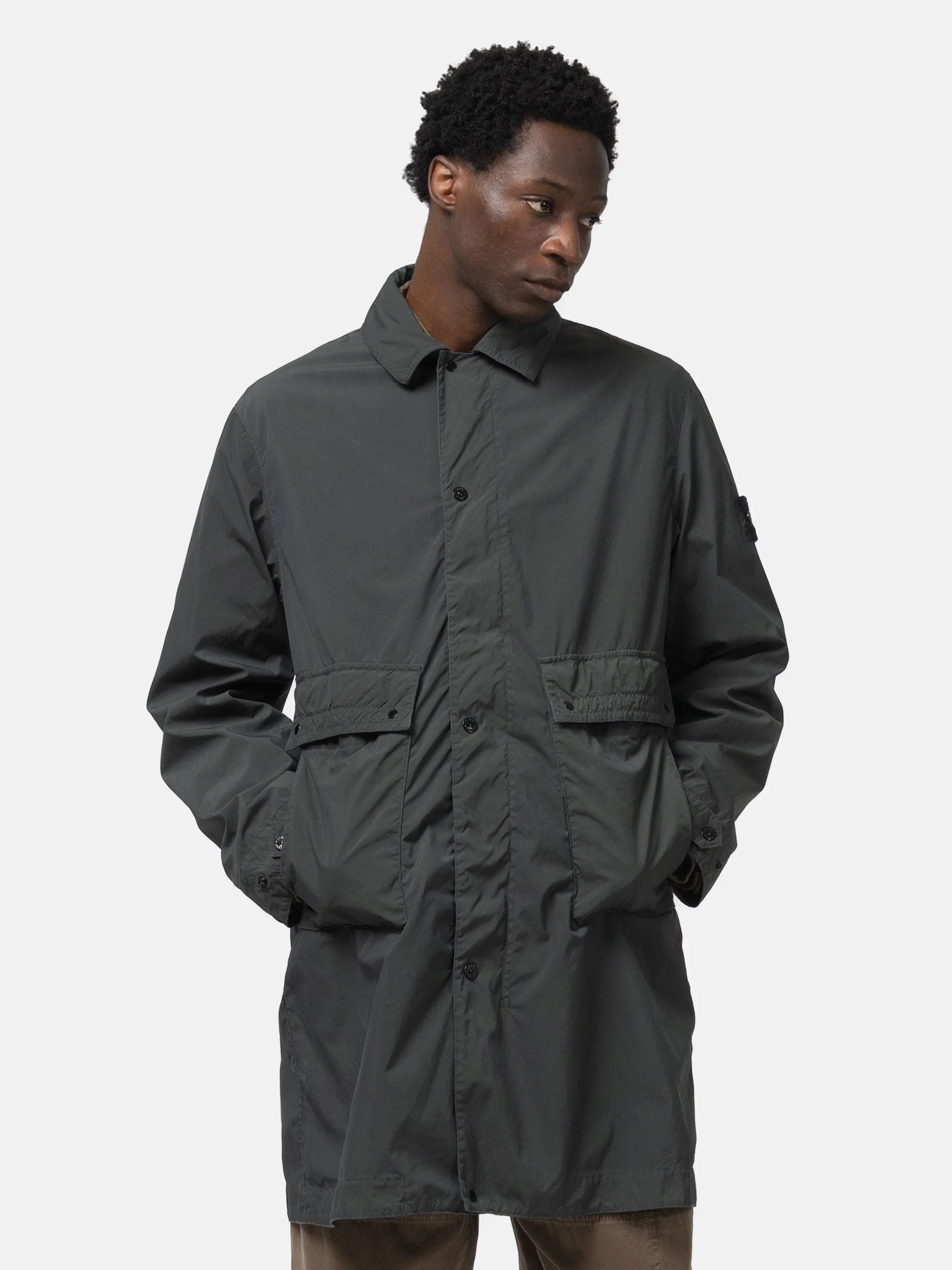Stone Island Light Compact Touch Poly-TC Car Coat Charcoal Grey