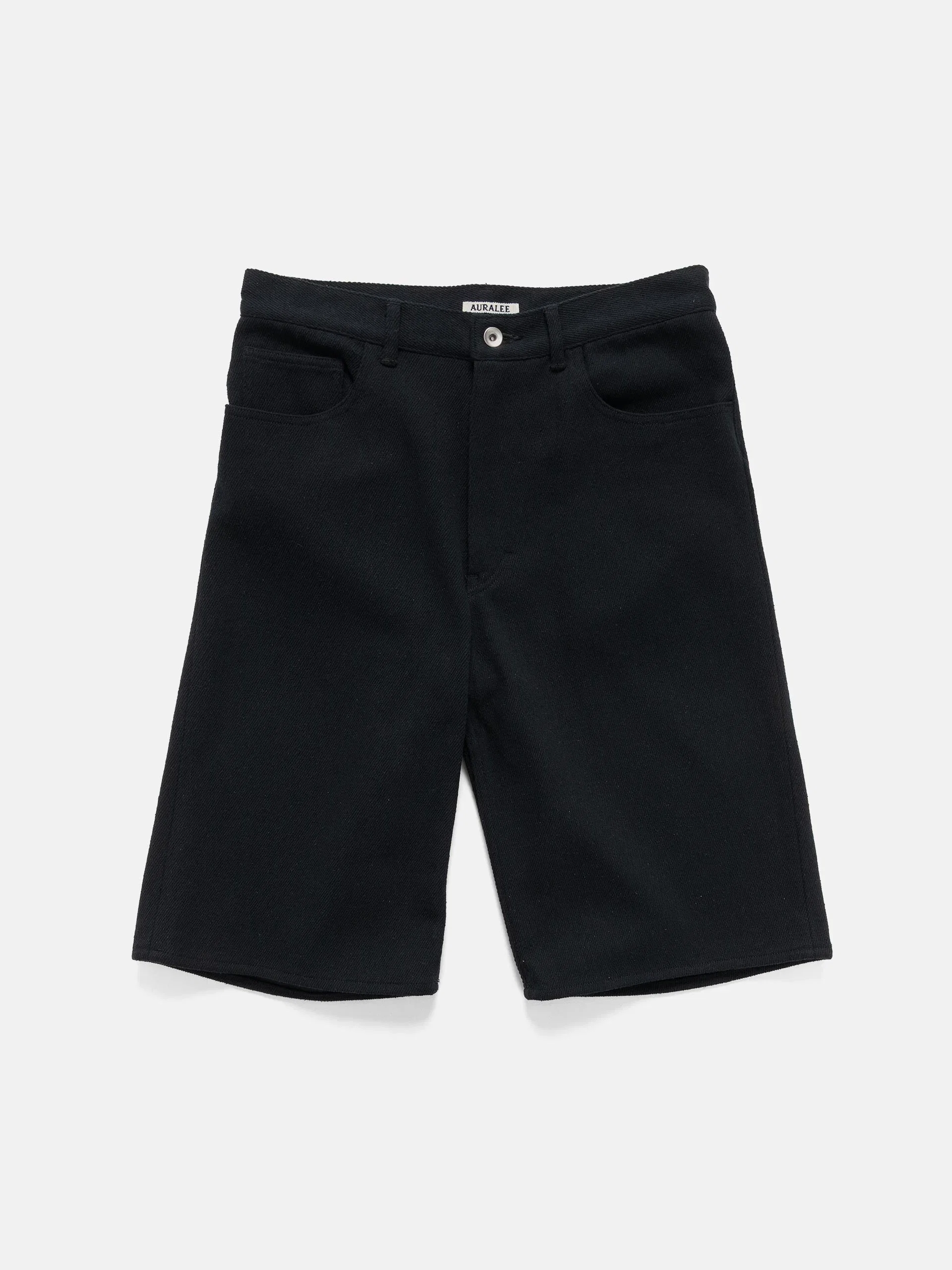Auralee Silk Nep Denim 5P Wide Shorts Black