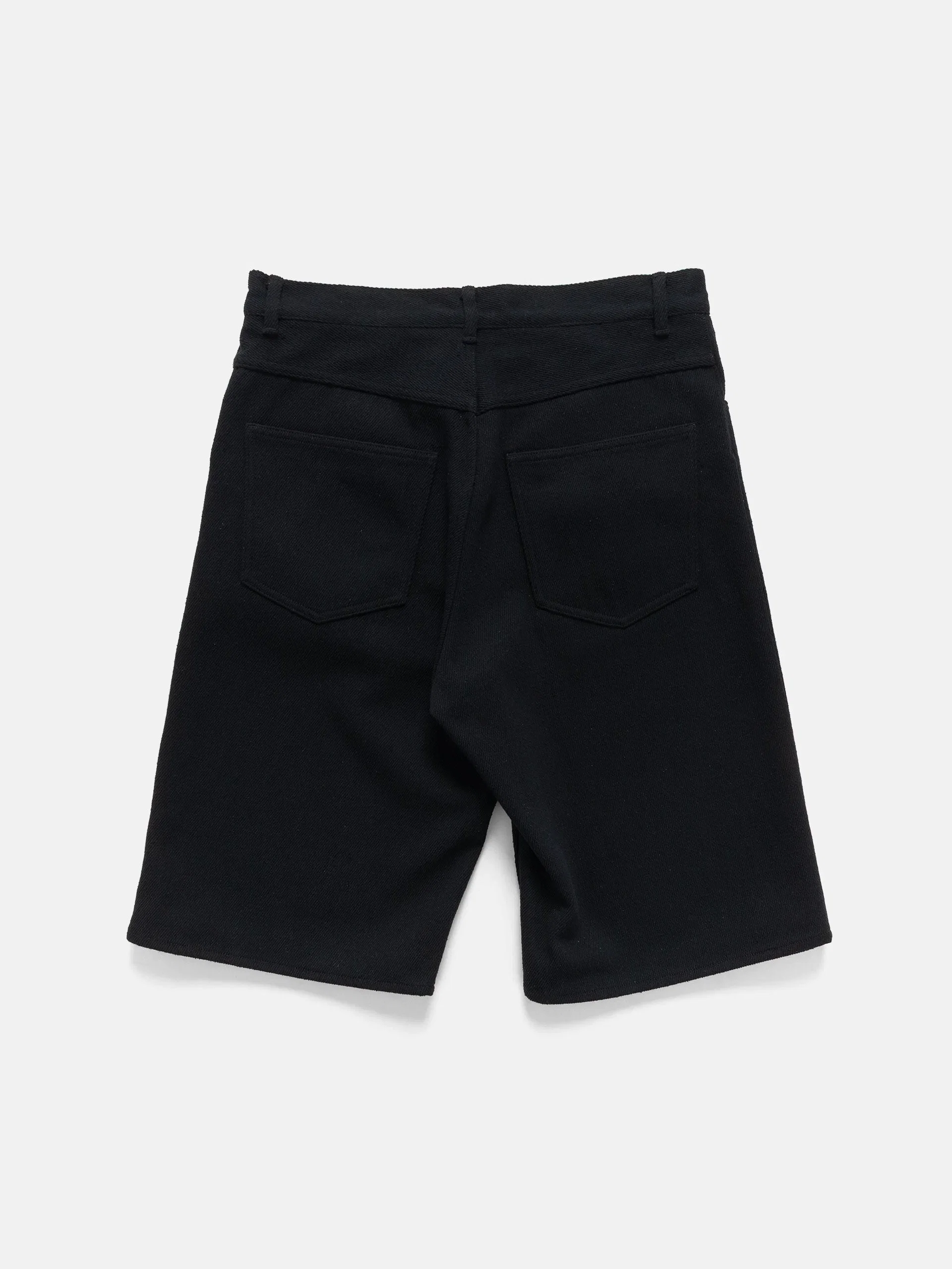 Auralee Silk Nep Denim 5P Wide Shorts Black