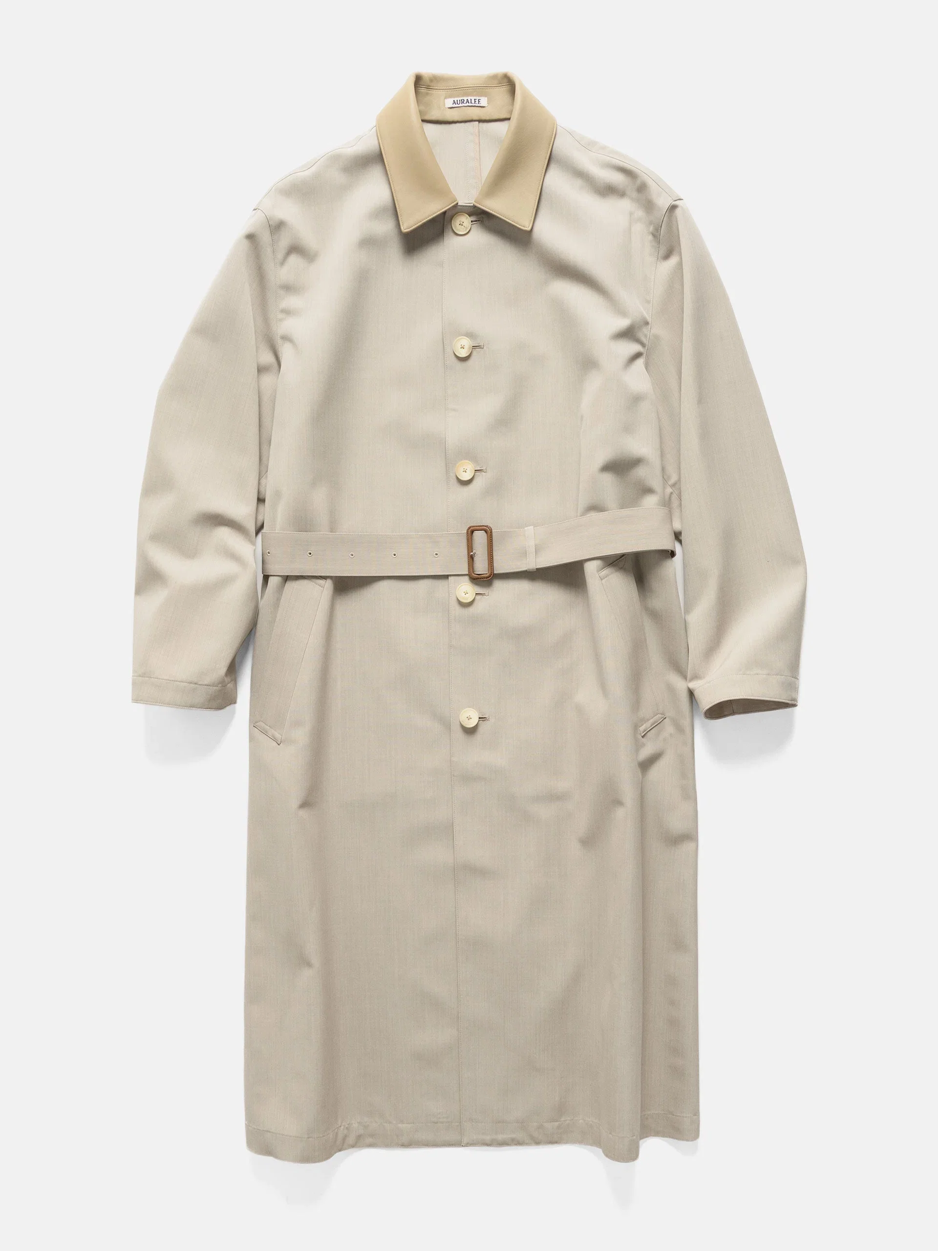 Auralee Wool Max Canvas Coat Top Gray Beige