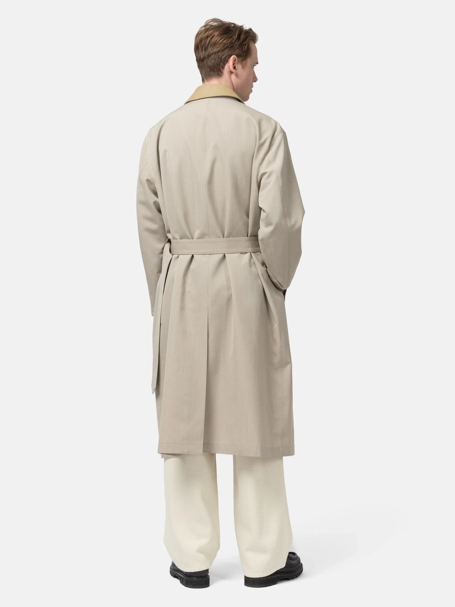 Auralee Wool Max Canvas Coat Top Gray Beige