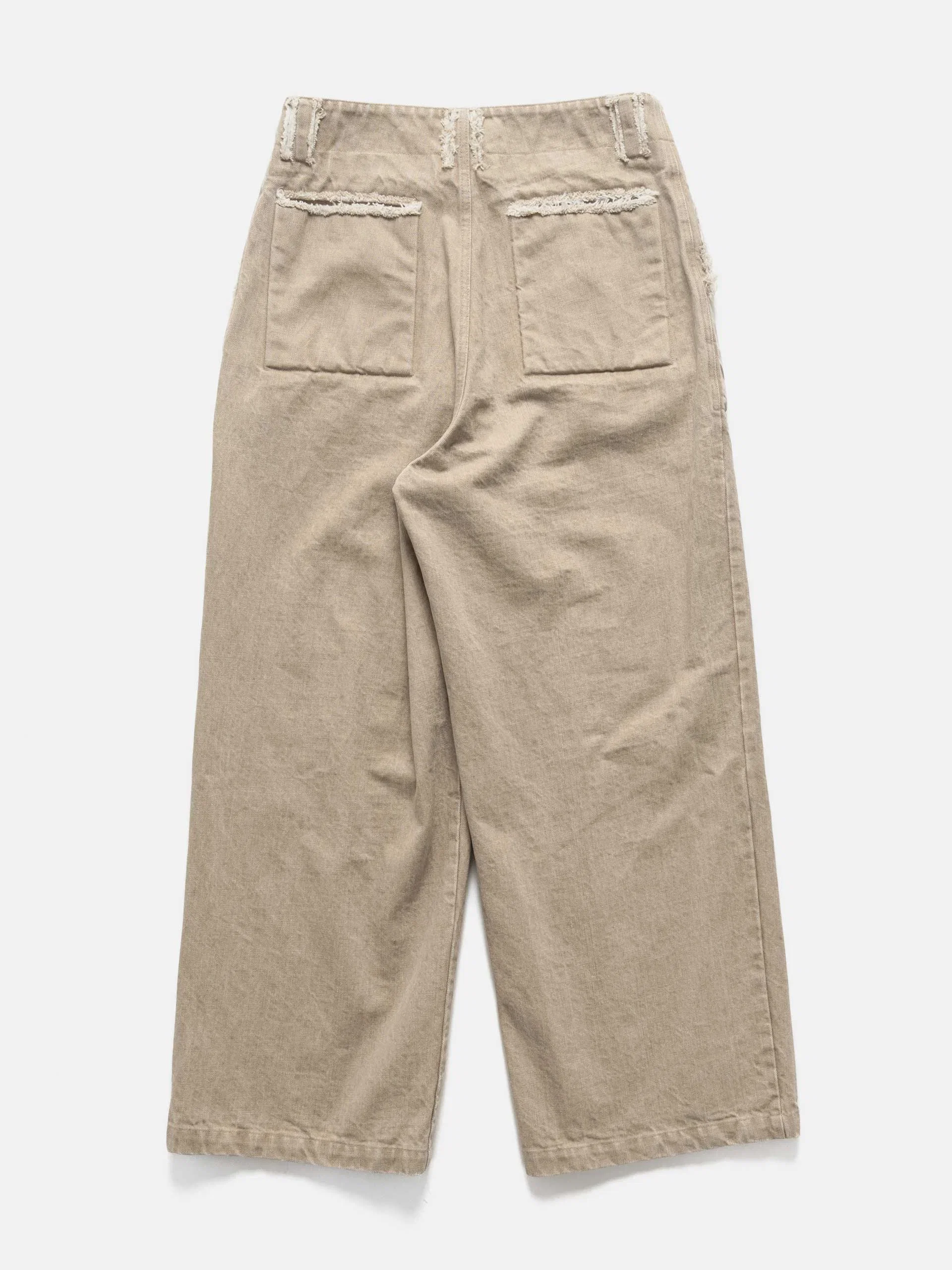 Yoke Denim Cut-Off Buggy Pants Beige