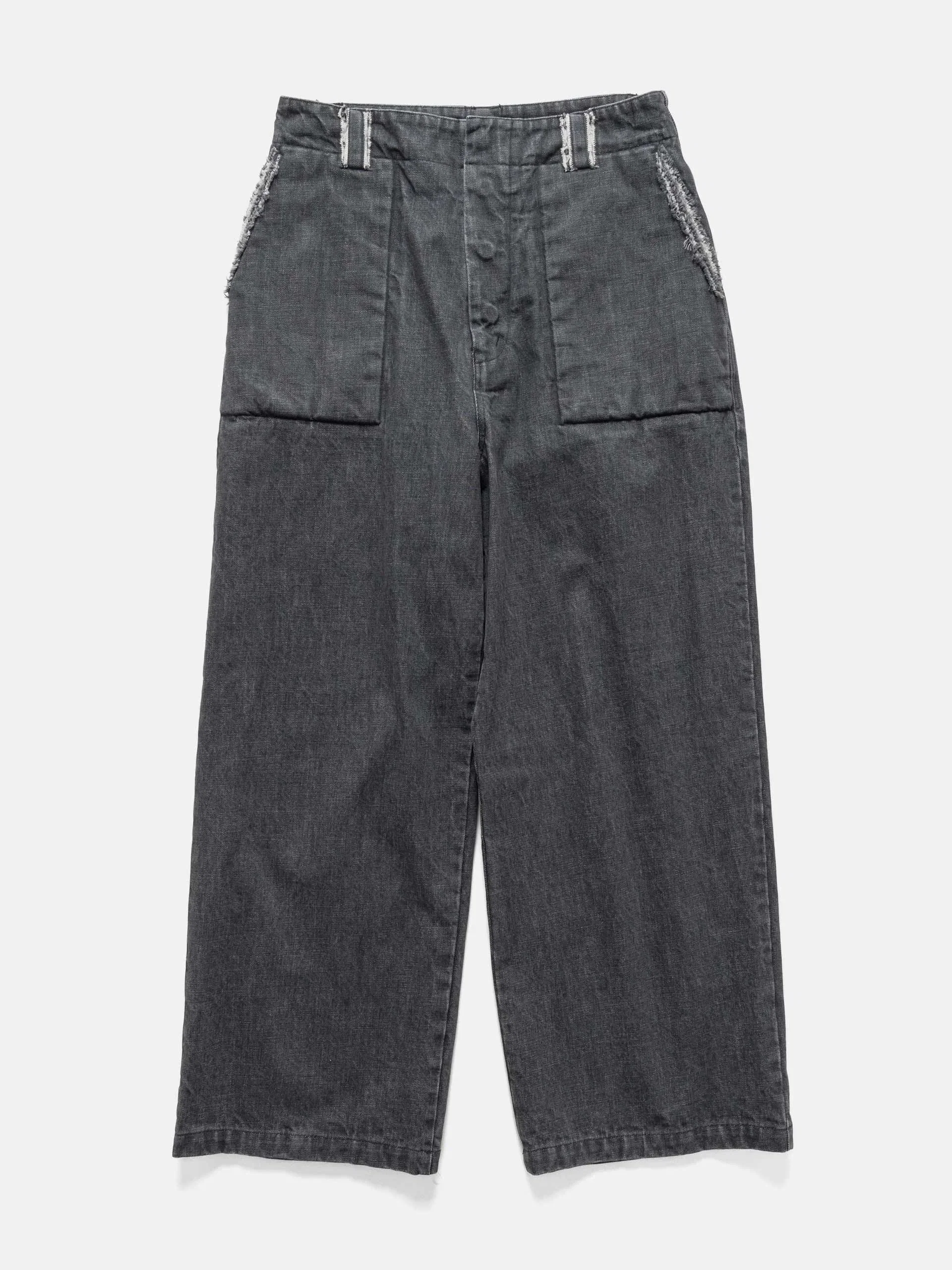 Yoke Denim Cut-Off Buggy Pants Black