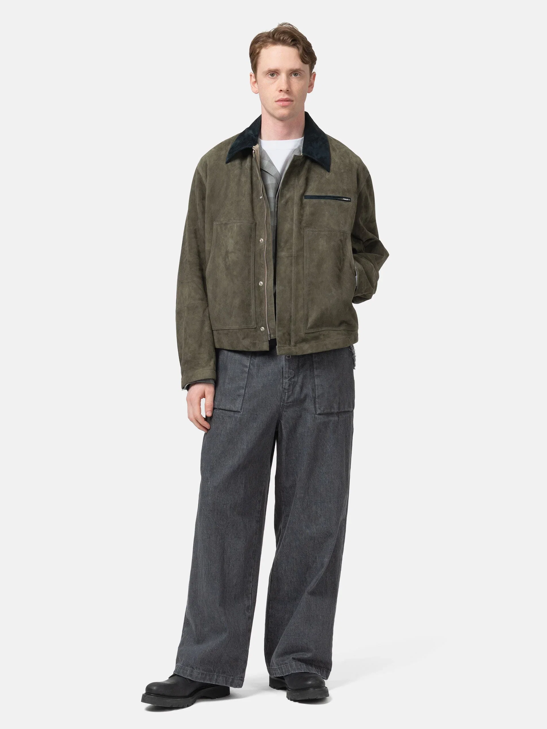 Yoke Denim Cut-Off Buggy Pants Black