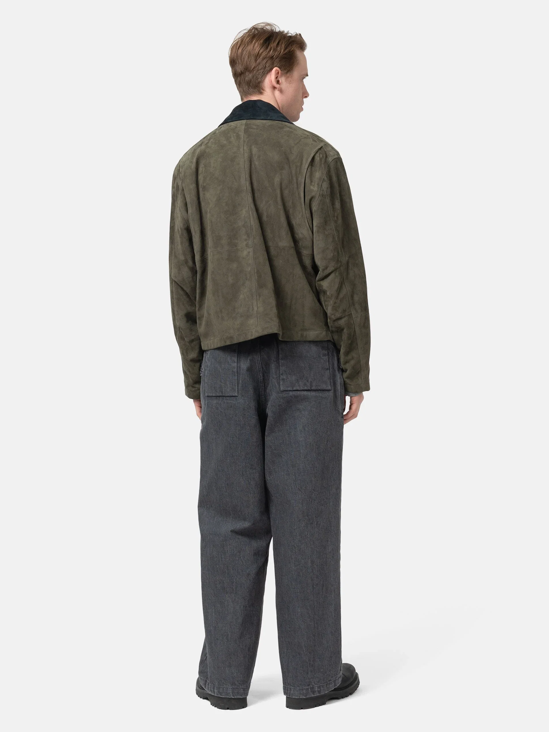 Yoke Denim Cut-Off Buggy Pants Black