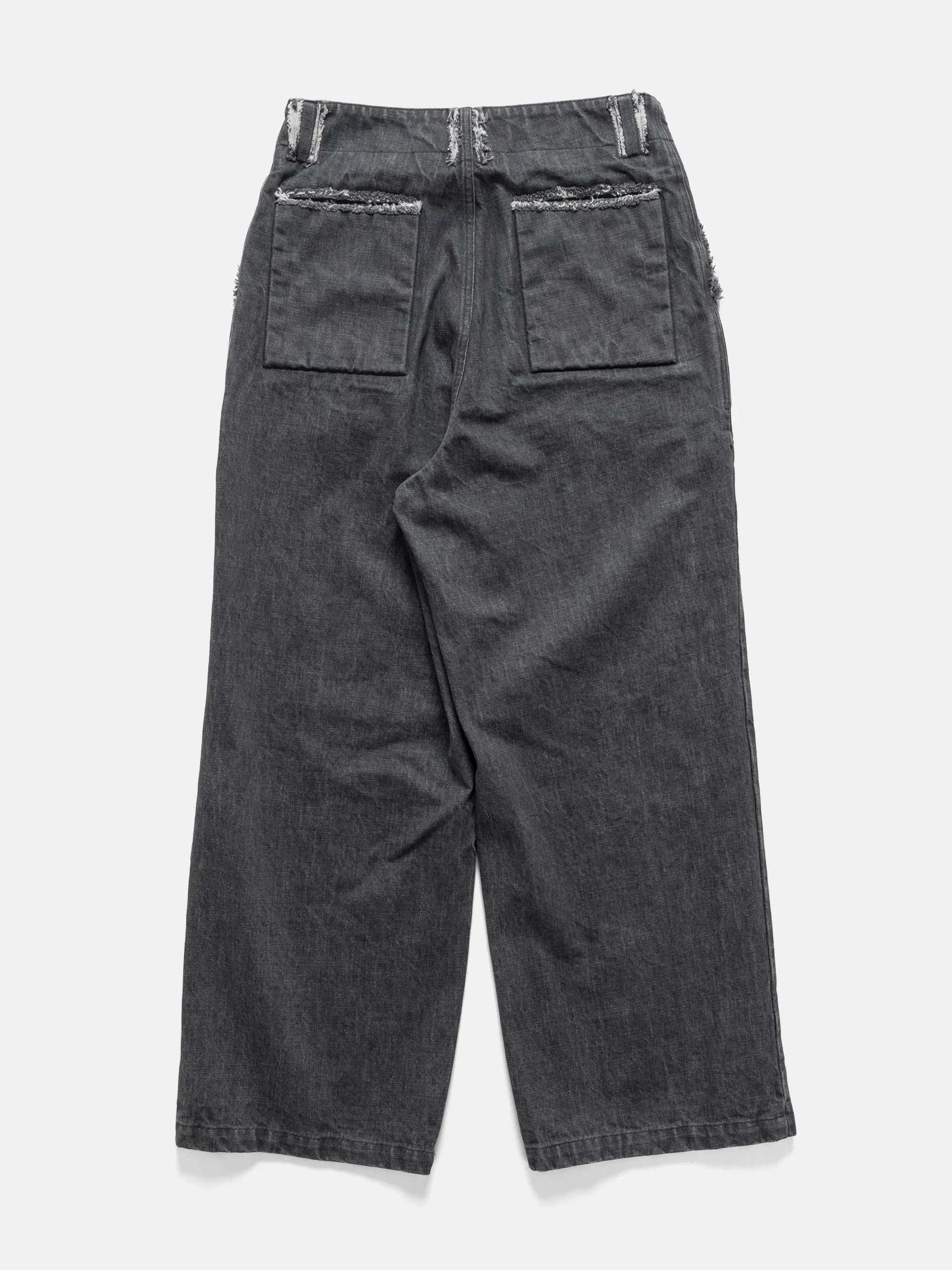 Yoke Denim Cut-Off Buggy Pants Black