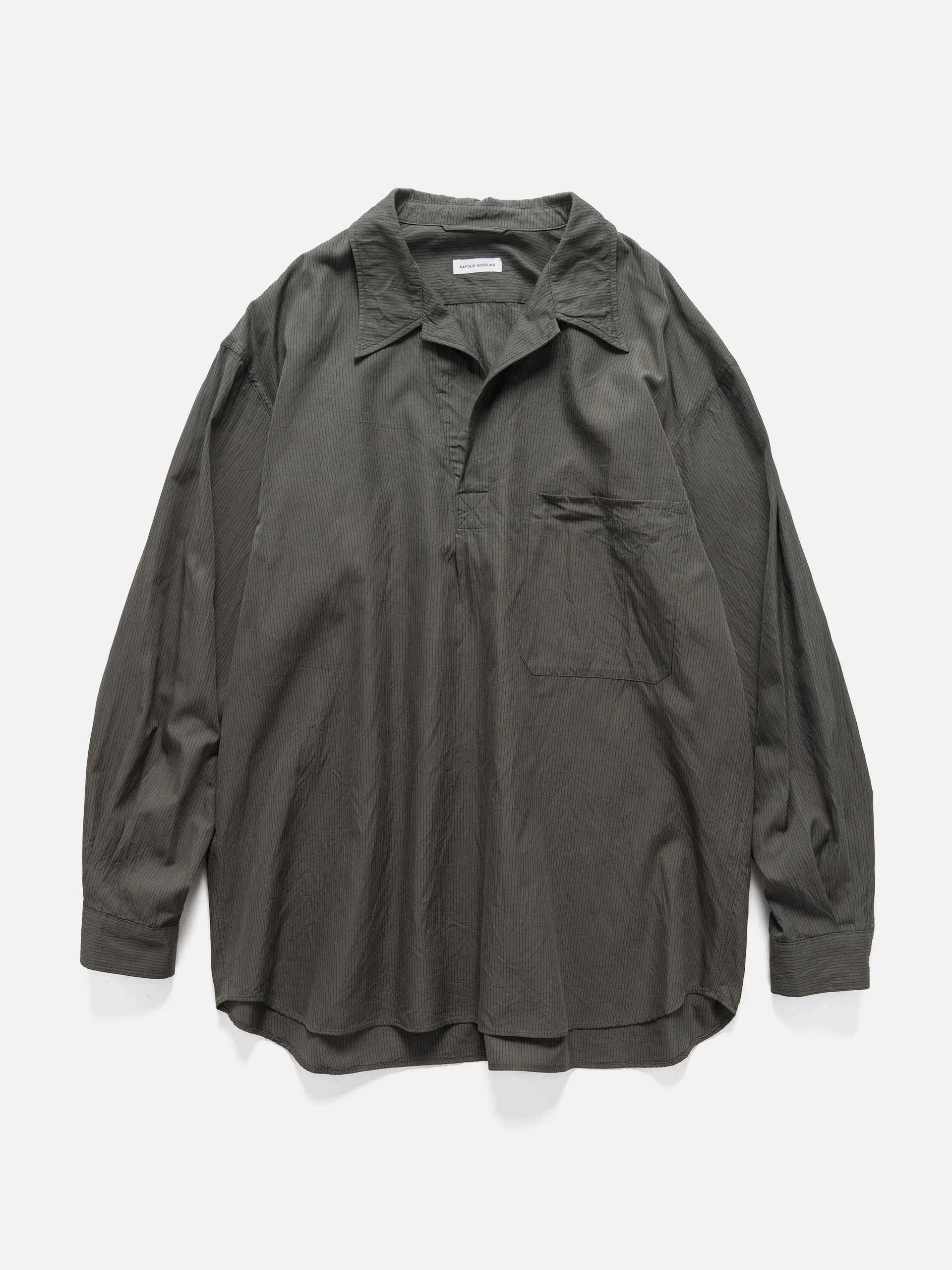 Kaptain Sunshine Pullover Shirt STRIPE Ink Black