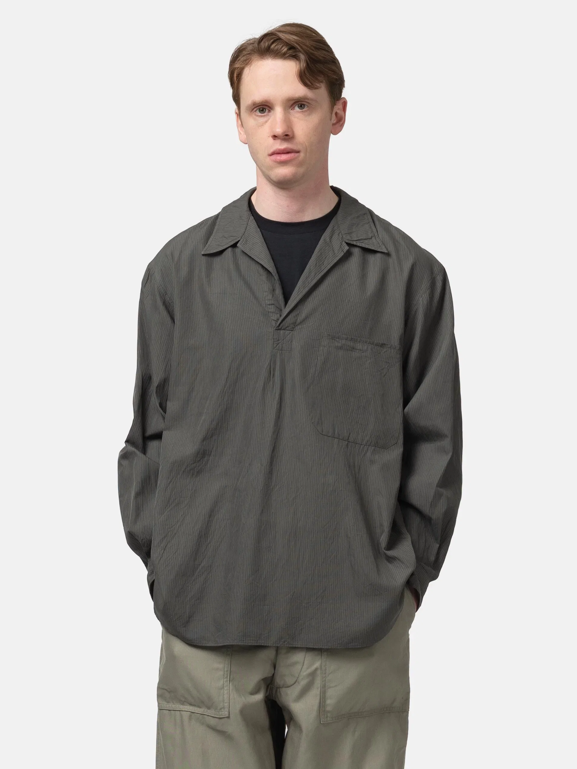 Kaptain Sunshine Pullover Shirt STRIPE Ink Black