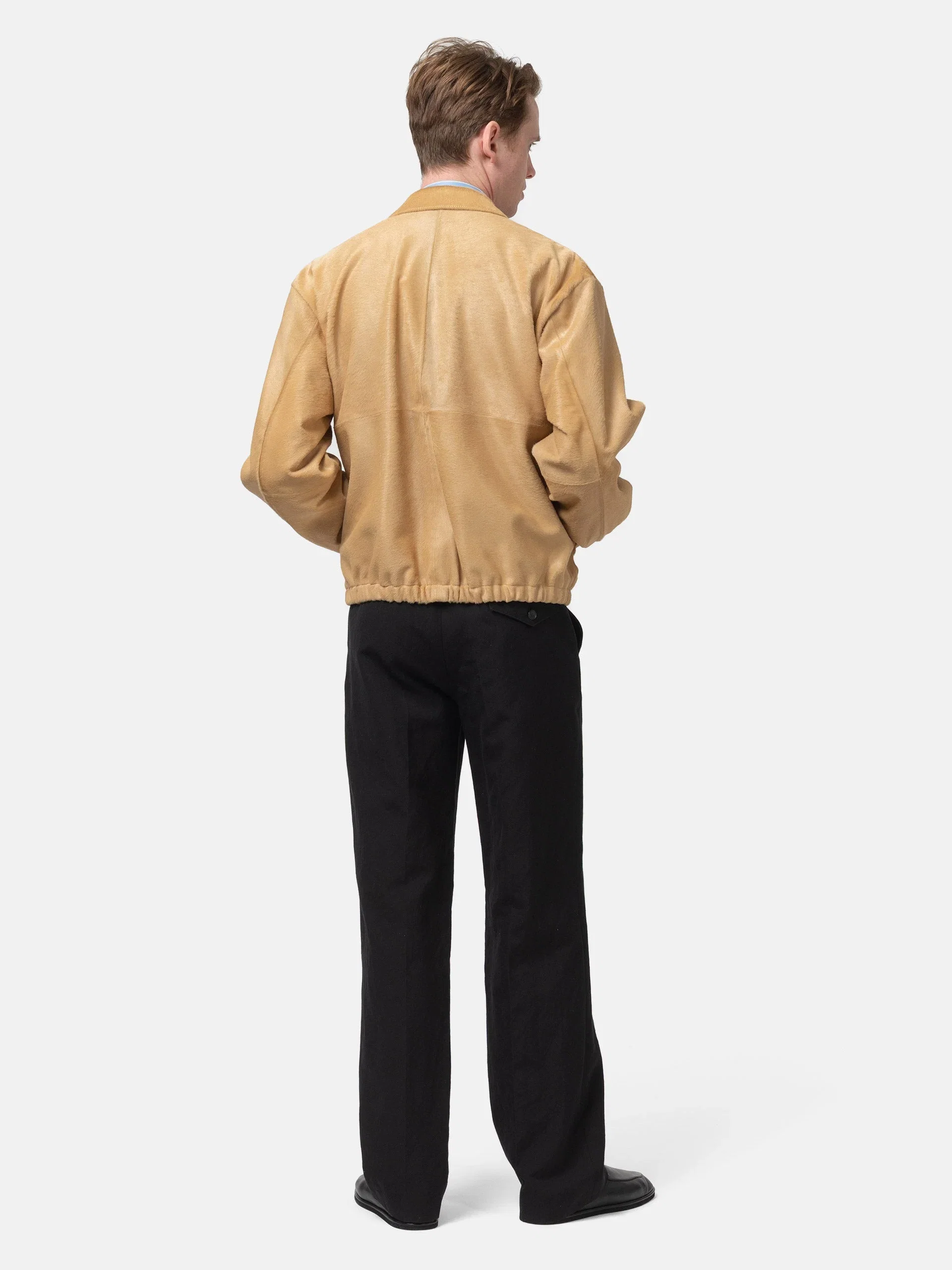 Auralee Wool Cotton Linen Ox Drawstring Pants Black