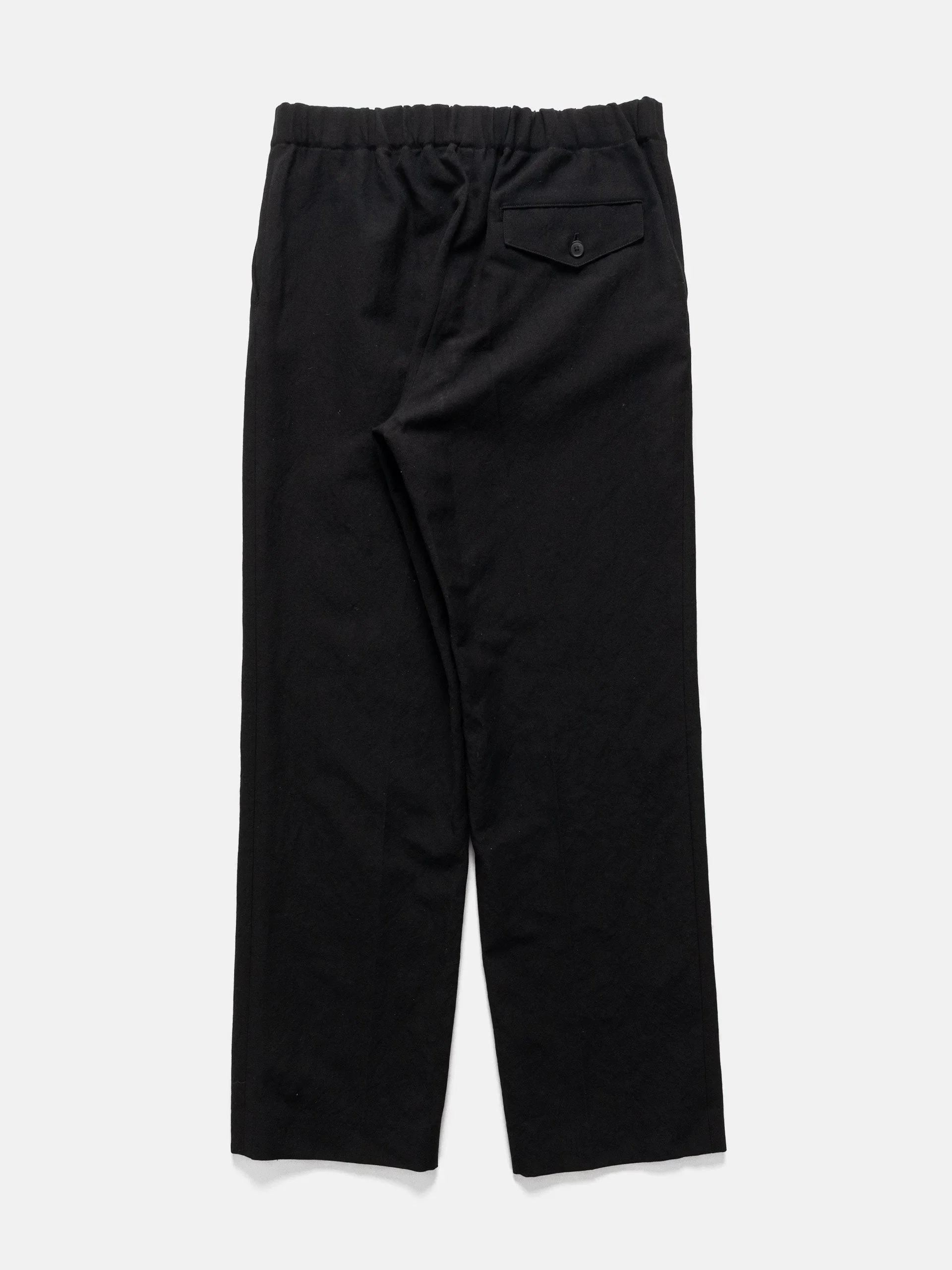 Auralee Wool Cotton Linen Ox Drawstring Pants Black