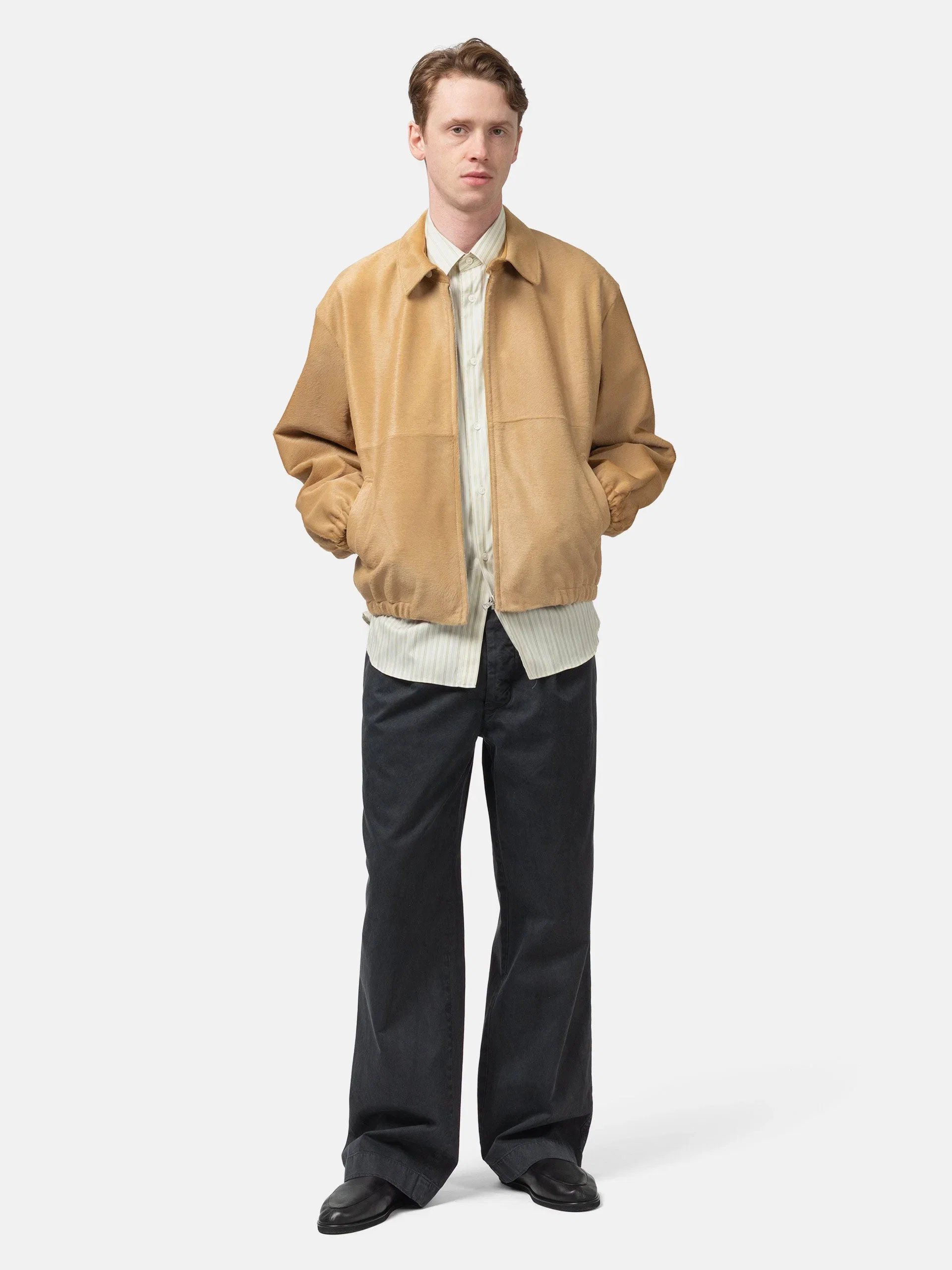 Auralee Garment-Dyed Finx Light Chino One-tuck Wide Pants Black