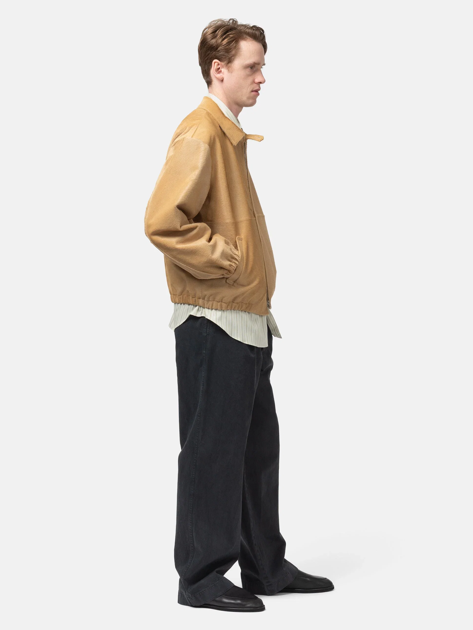 Auralee Garment-Dyed Finx Light Chino One-tuck Wide Pants Black