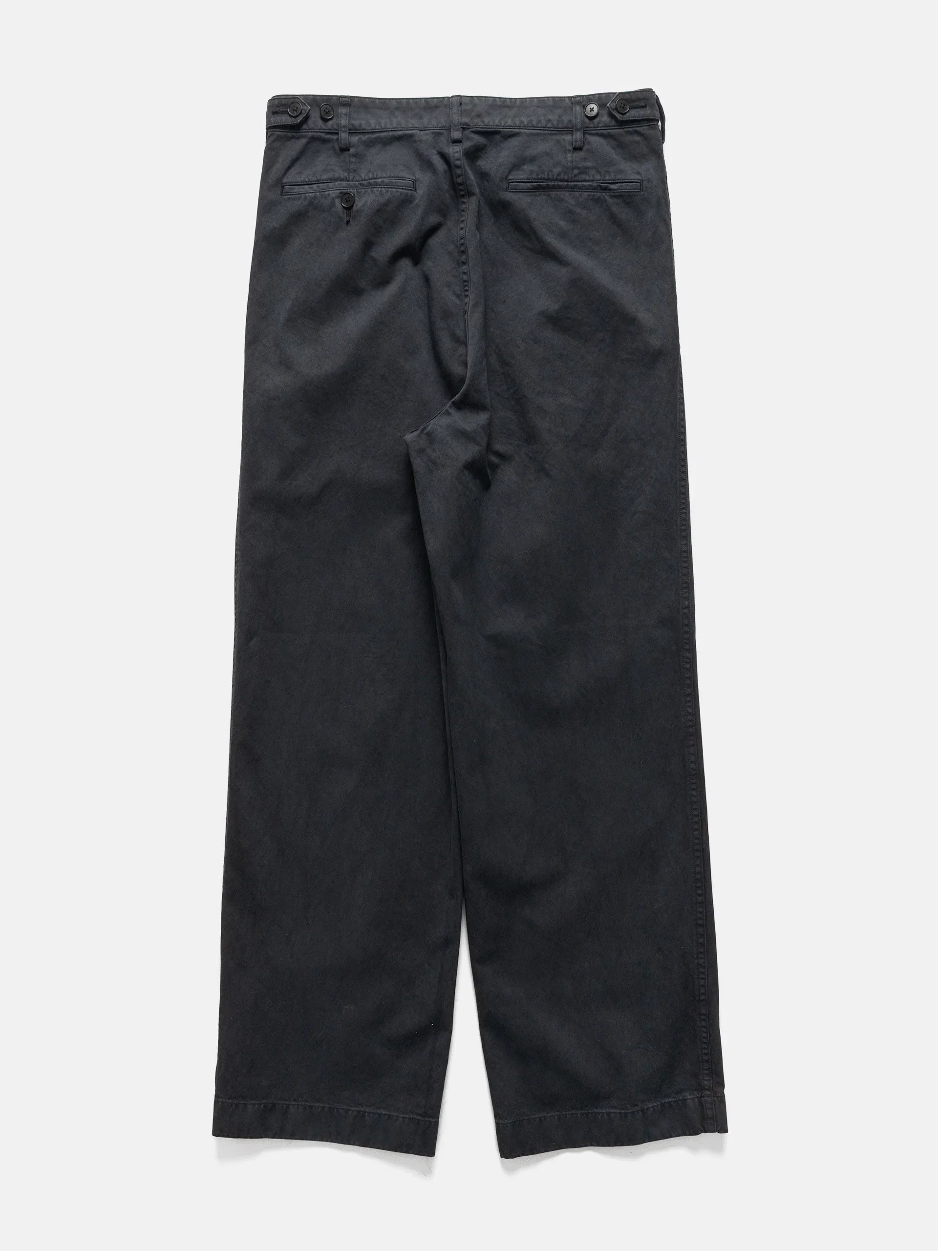 Auralee Garment-Dyed Finx Light Chino One-tuck Wide Pants Black