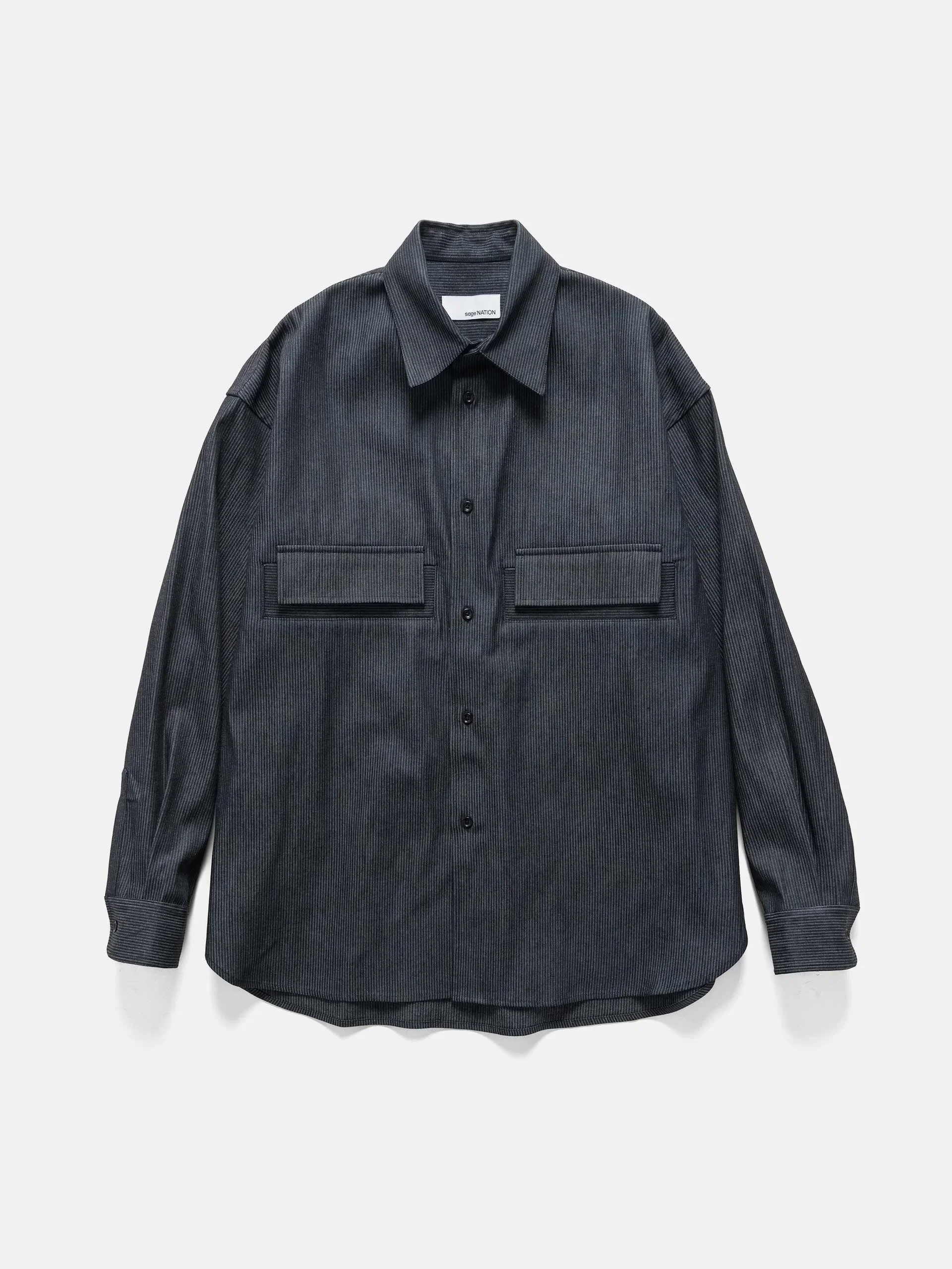 SAGE NATION Flap Shirt Indigo Stripe