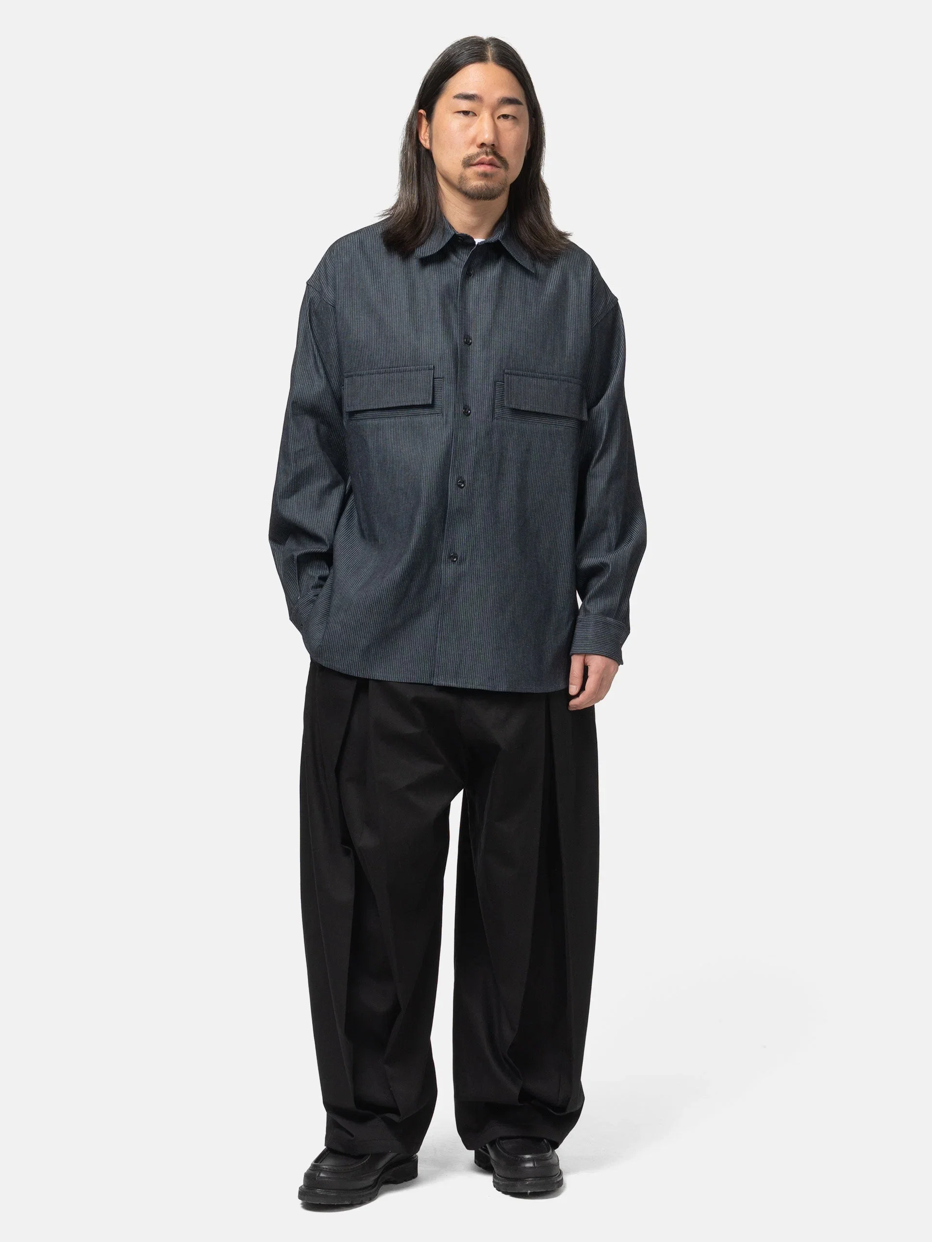 SAGE NATION Flap Shirt Indigo Stripe