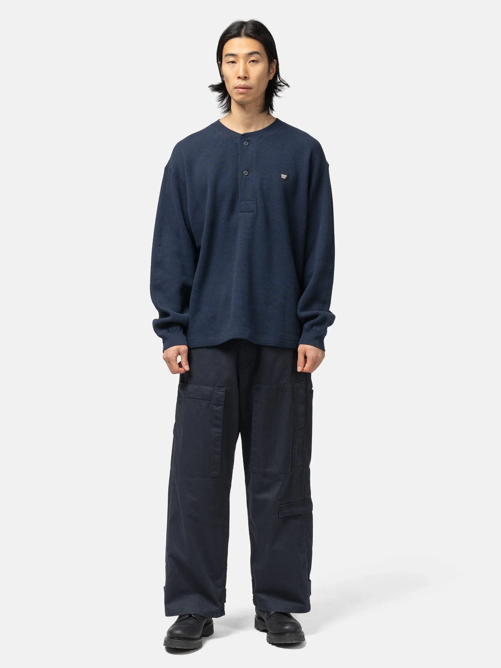 Human Made Henley Neck Shirt Navy