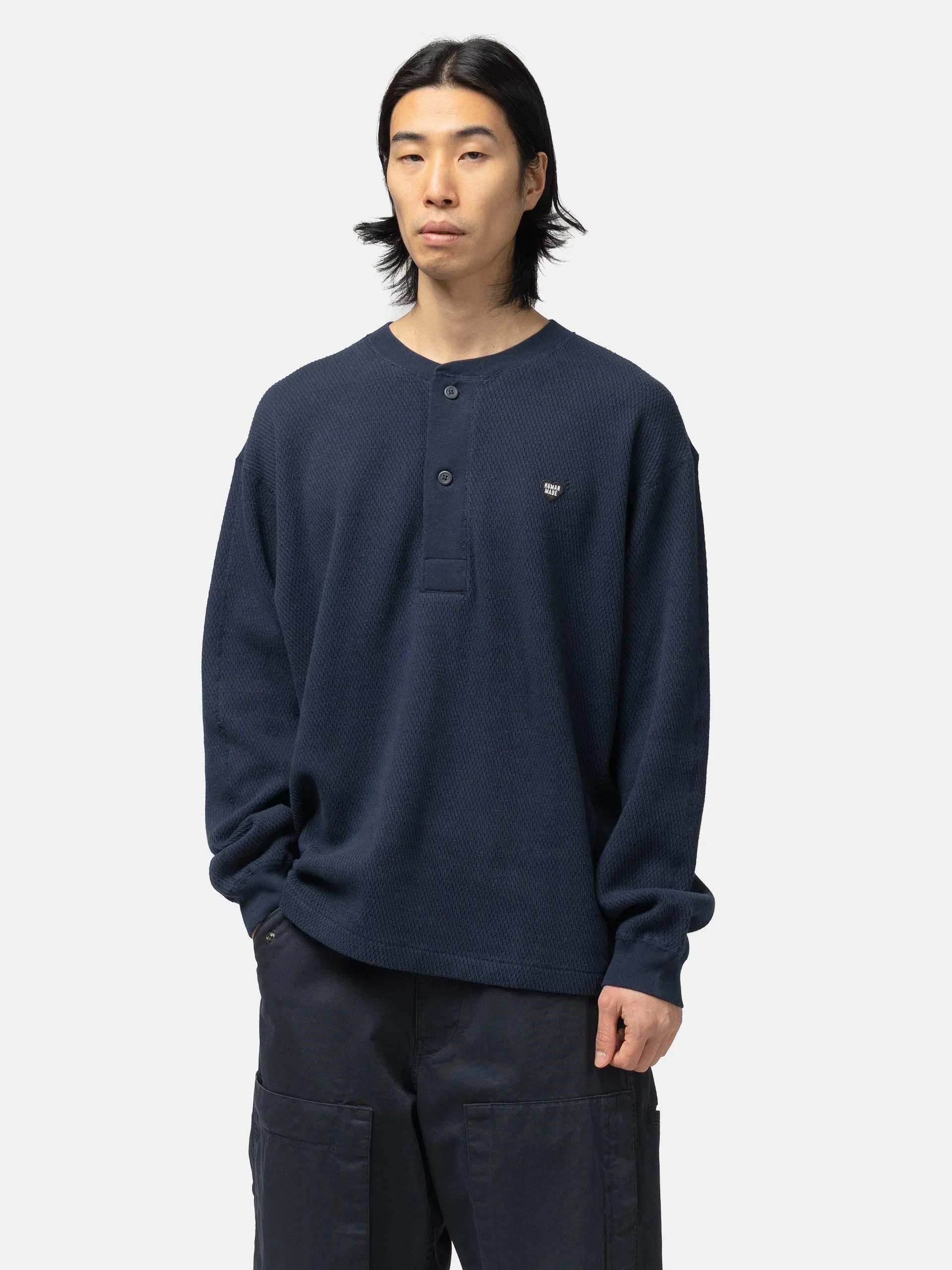 Human Made Henley Neck Shirt Navy