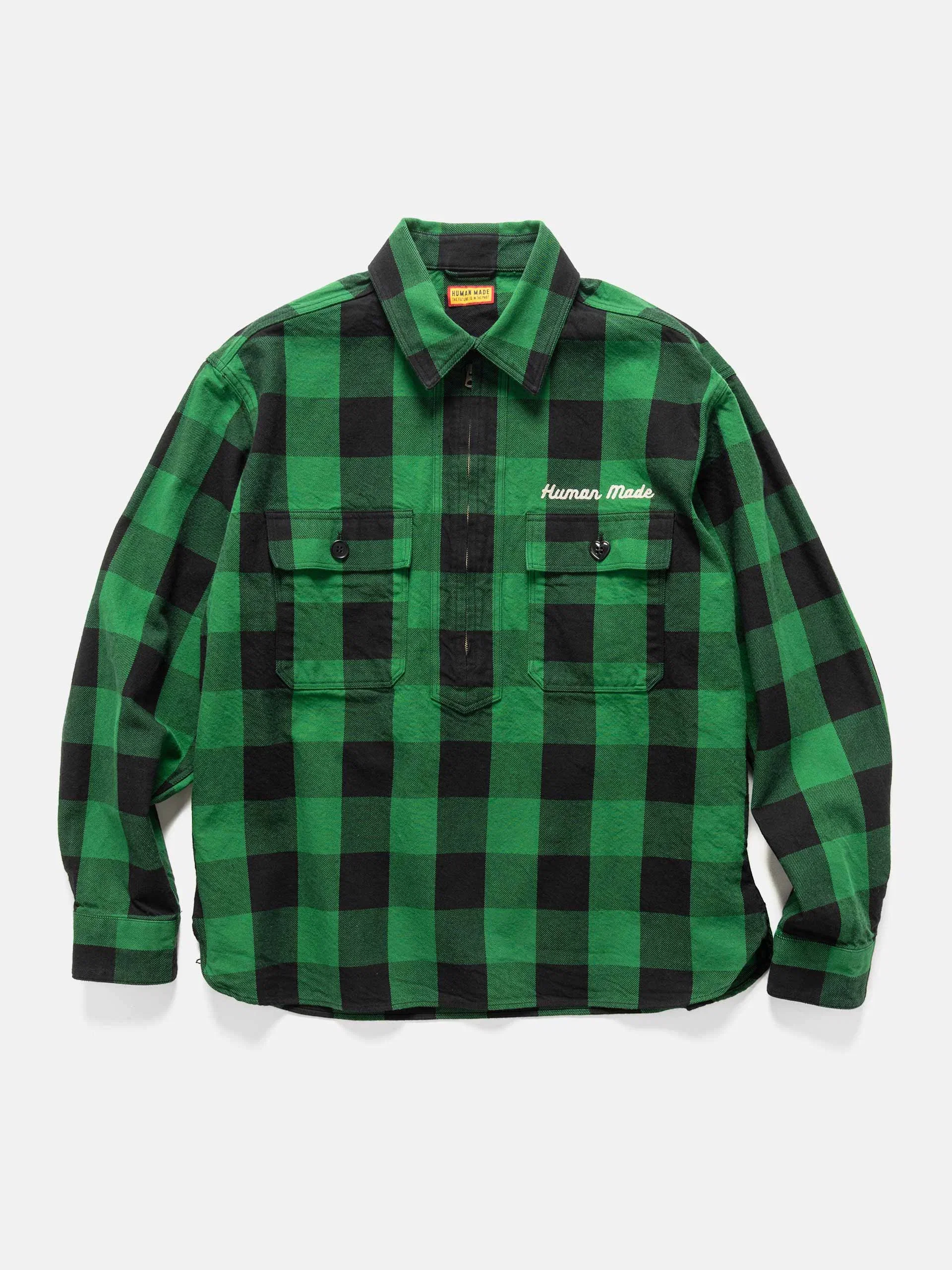 Human Made Check Half-Zip Shirt Green