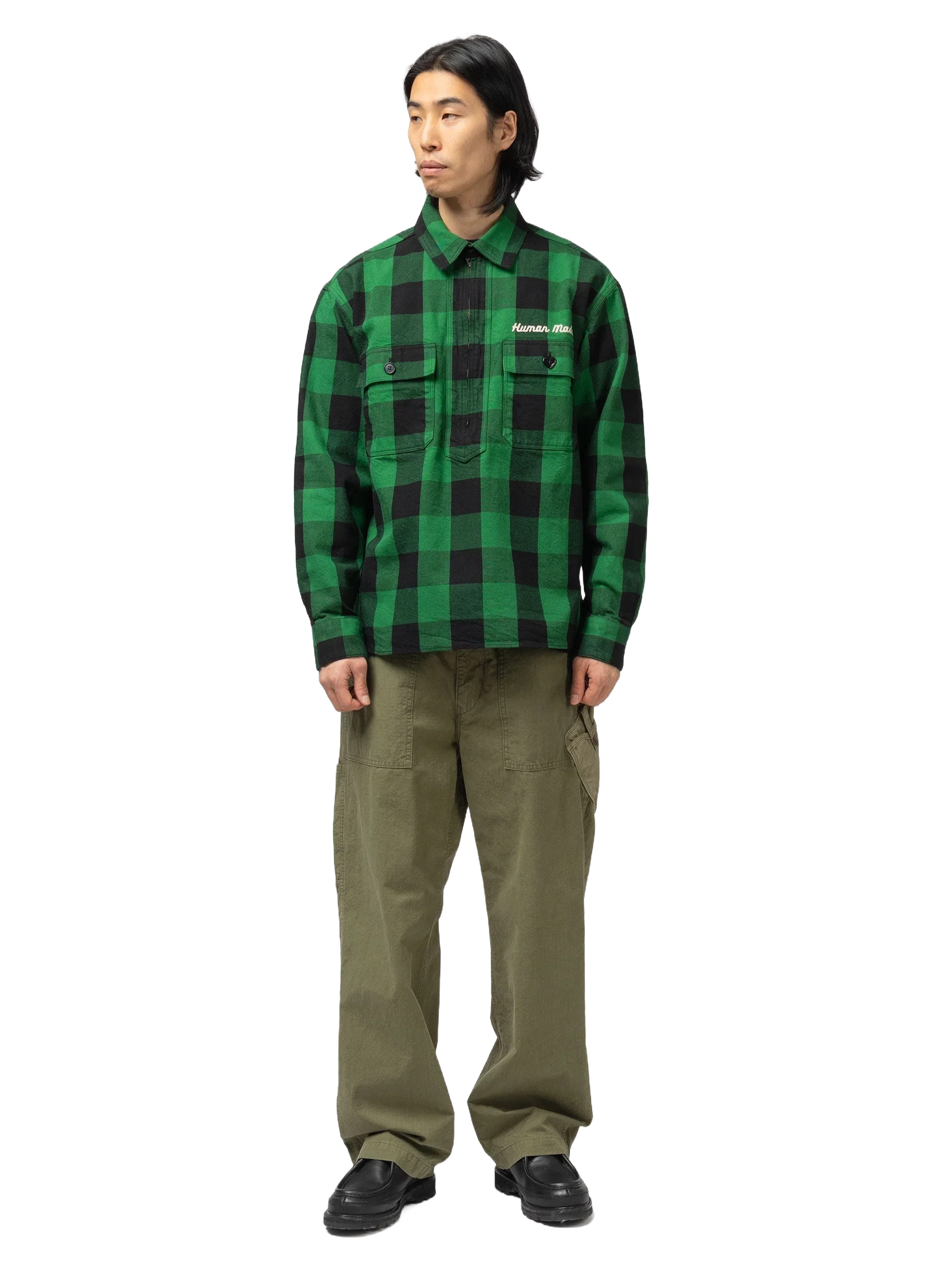Human Made Check Half-Zip Shirt Green