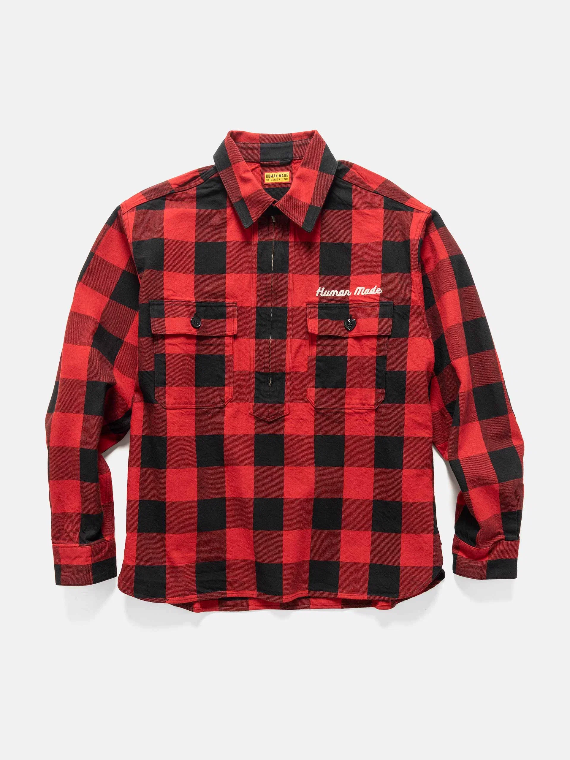Human Made Check Half-Zip Shirt Red