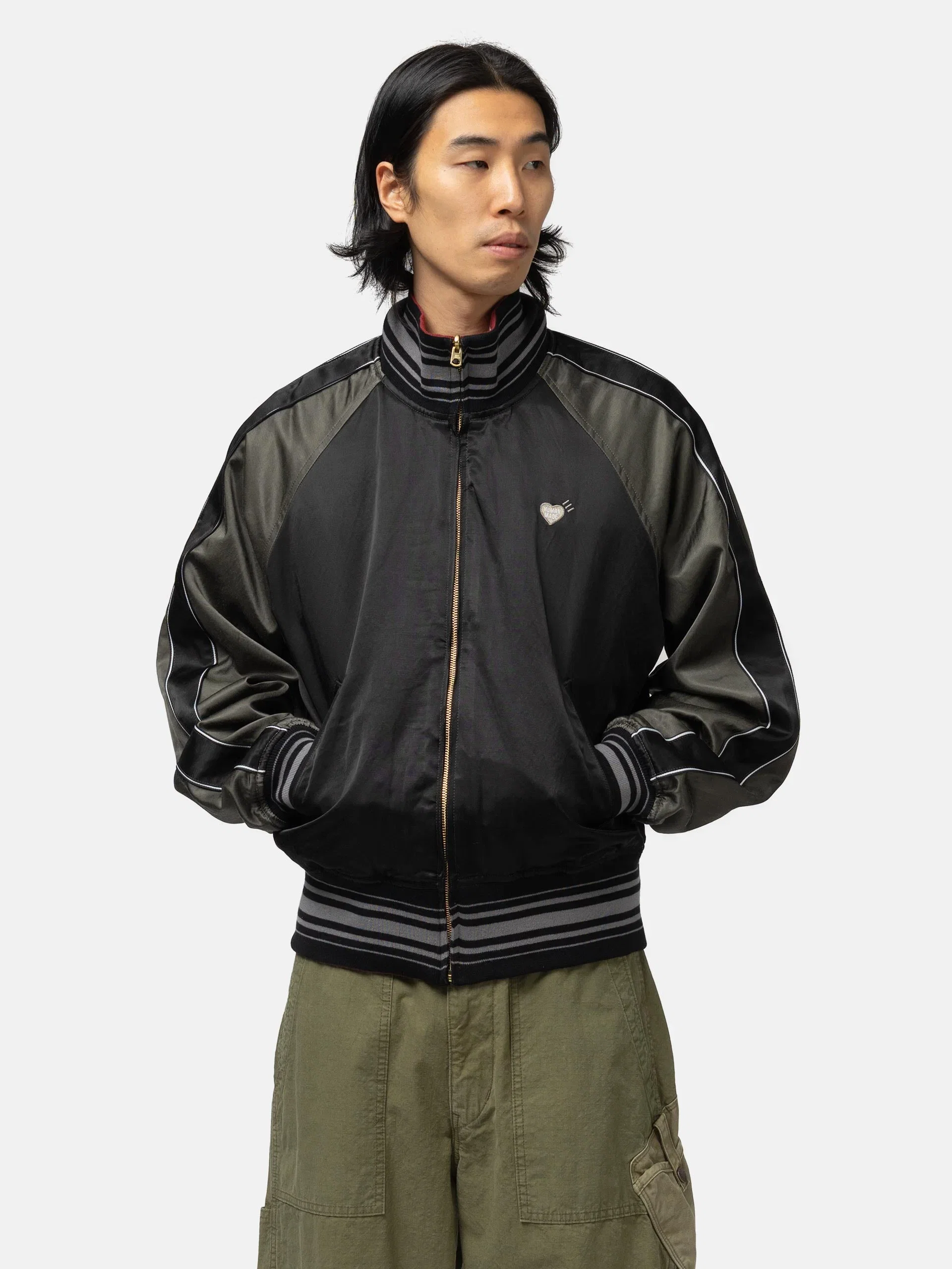 Human Made Reversible Satin Jacket Burgundy