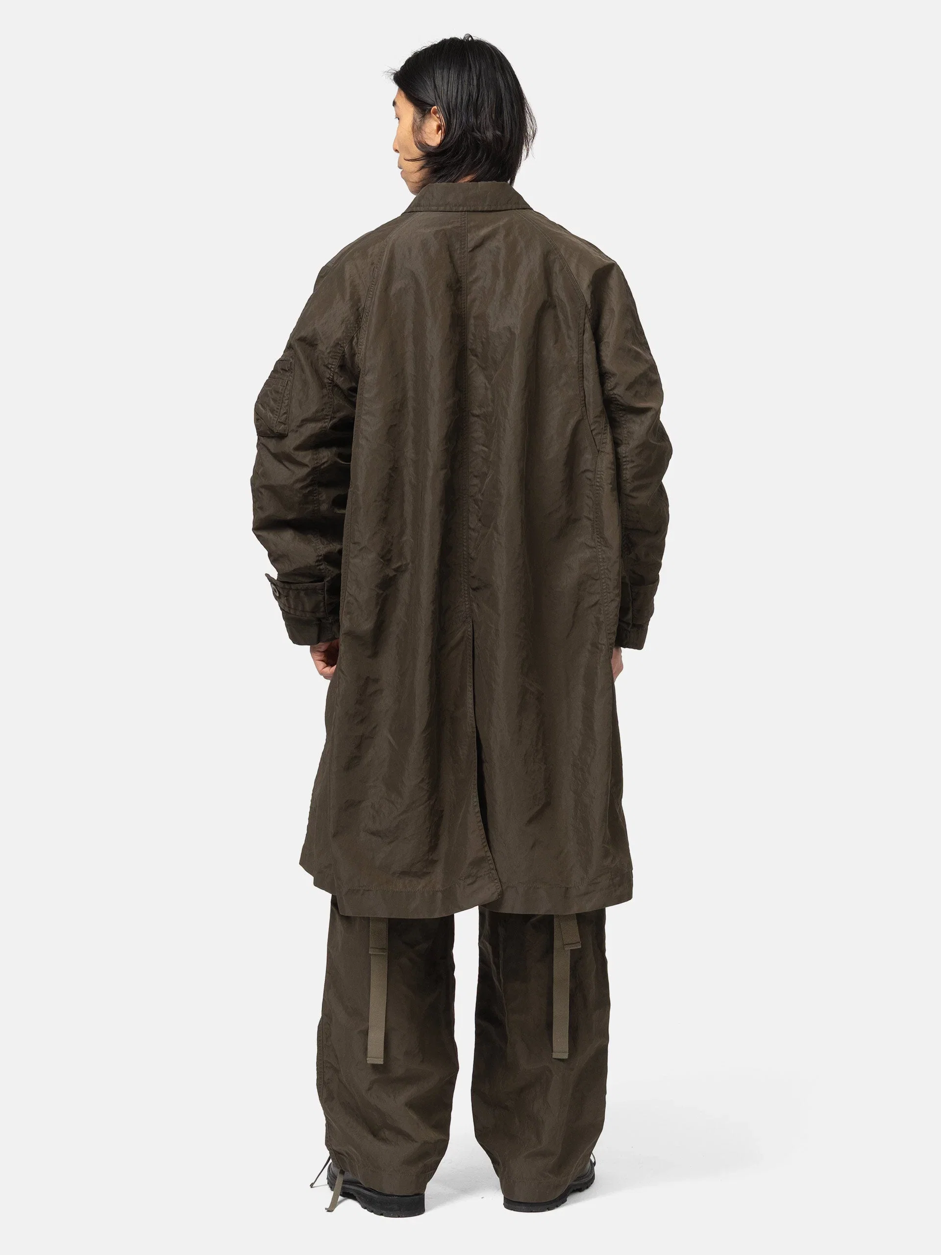Sacai Treated Nylon Twill Coat Khaki