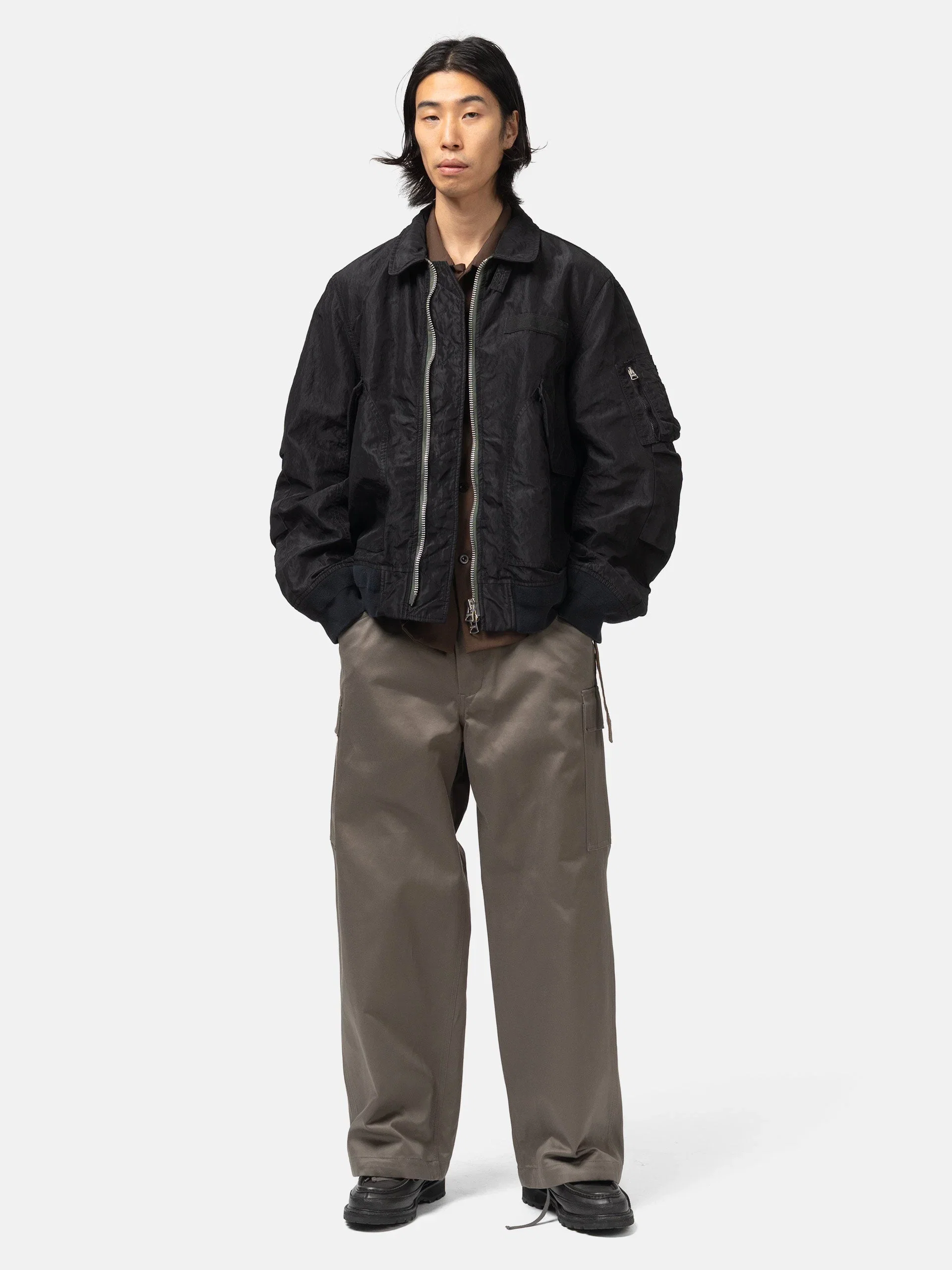 Sacai Cotton Chino x Nylon Twill Pants Gray