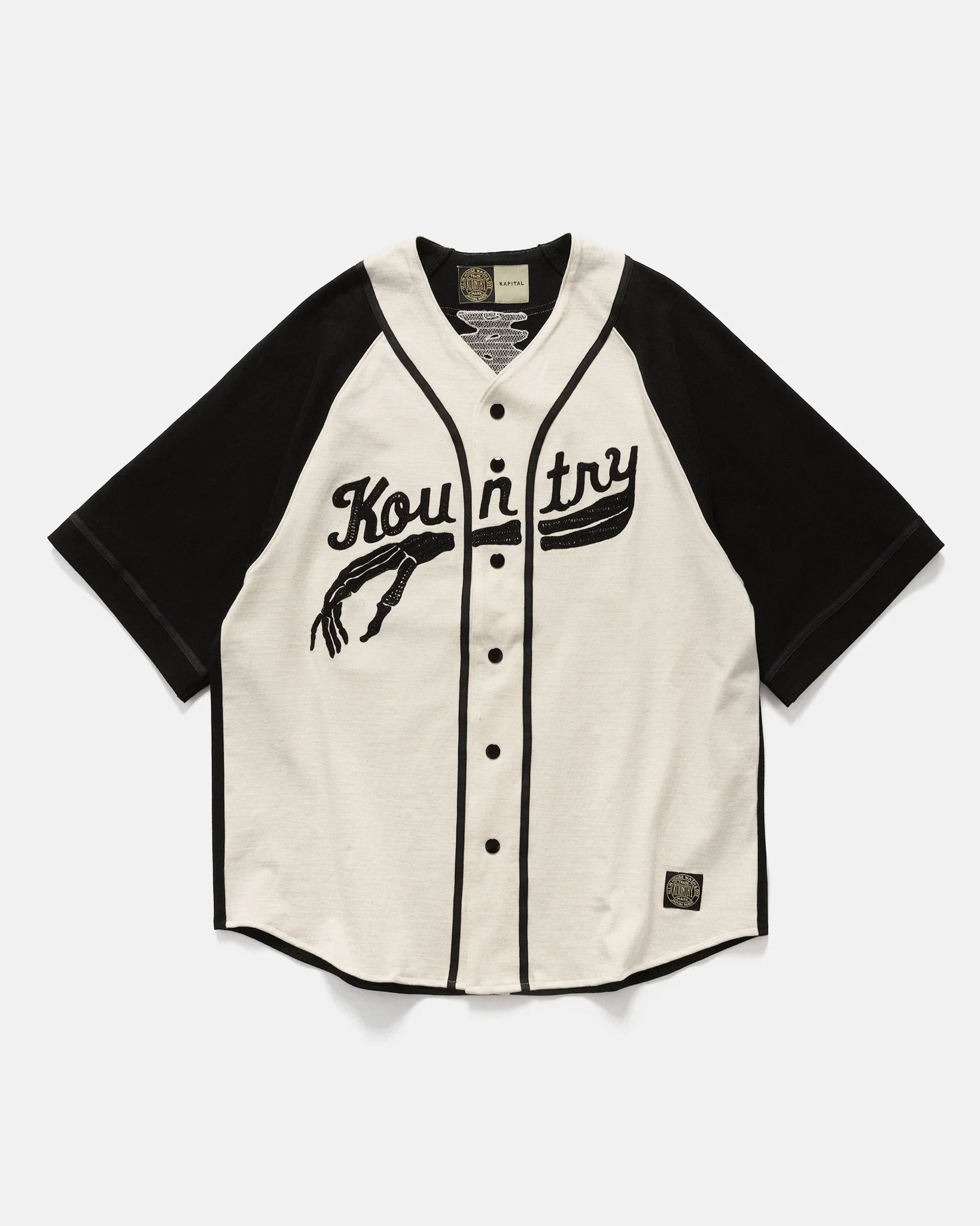 KAPITAL 16/-Densed Jersey Baseball Shirt (BONE) ECRxBlack