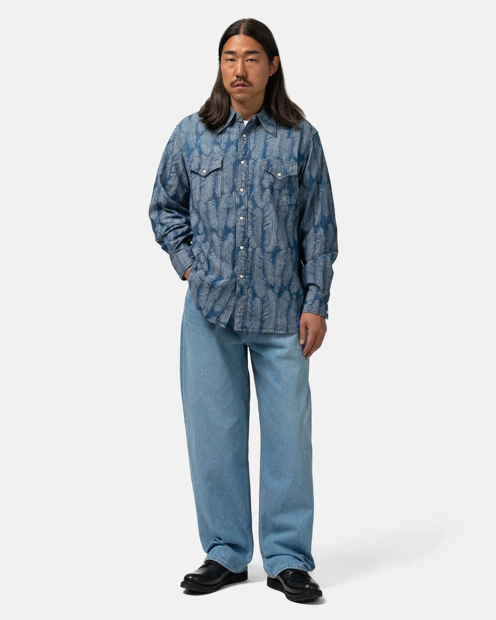KAPITAL 5oz MAGPIE Denim HUSKY Western Shirt Light
