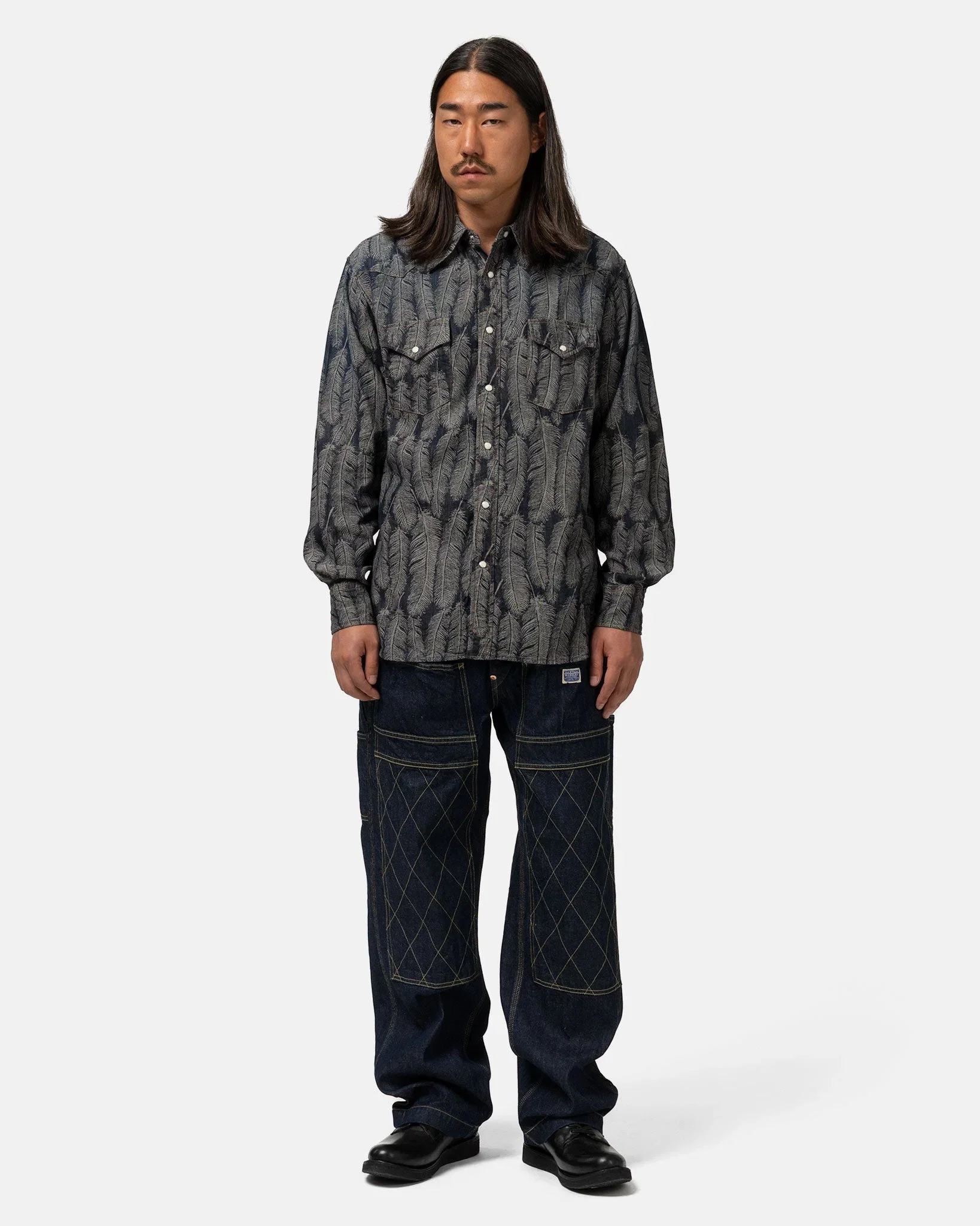 KAPITAL 5oz MAGPIE Denim HUSKY Western Shirt Dark