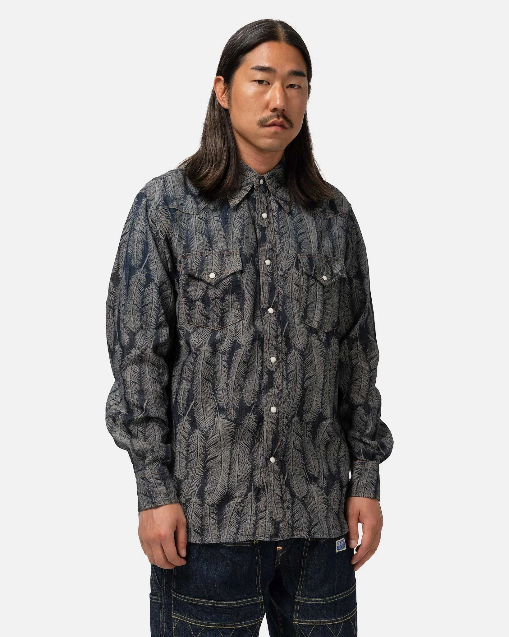 KAPITAL 5oz MAGPIE Denim HUSKY Western Shirt Dark