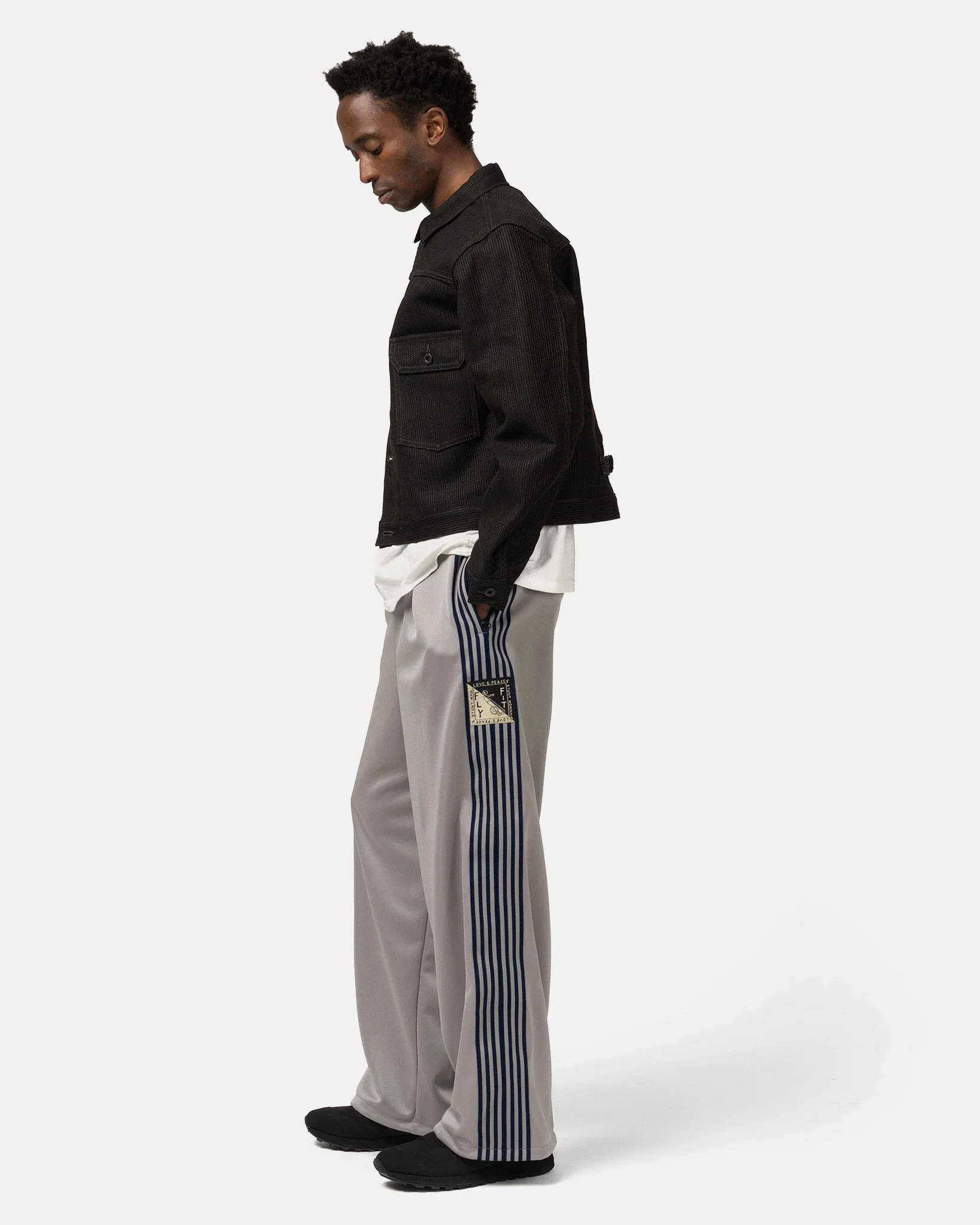 KAPITAL Smooth Jersey Stantman&woman Baggy Track Pants (Banner Stuntman) Grey
