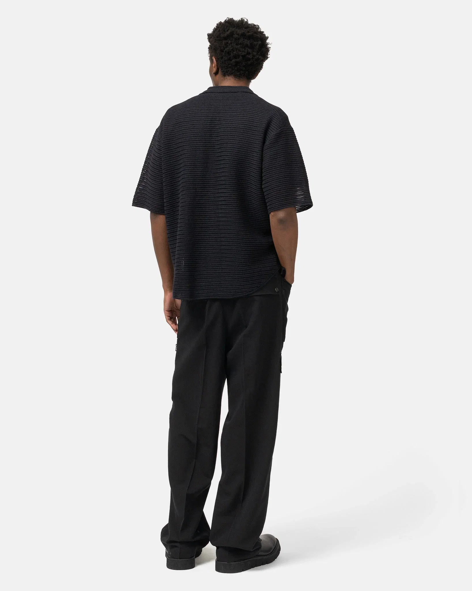 Auralee Light Cotton Wool Viyella Cargo Pants Black