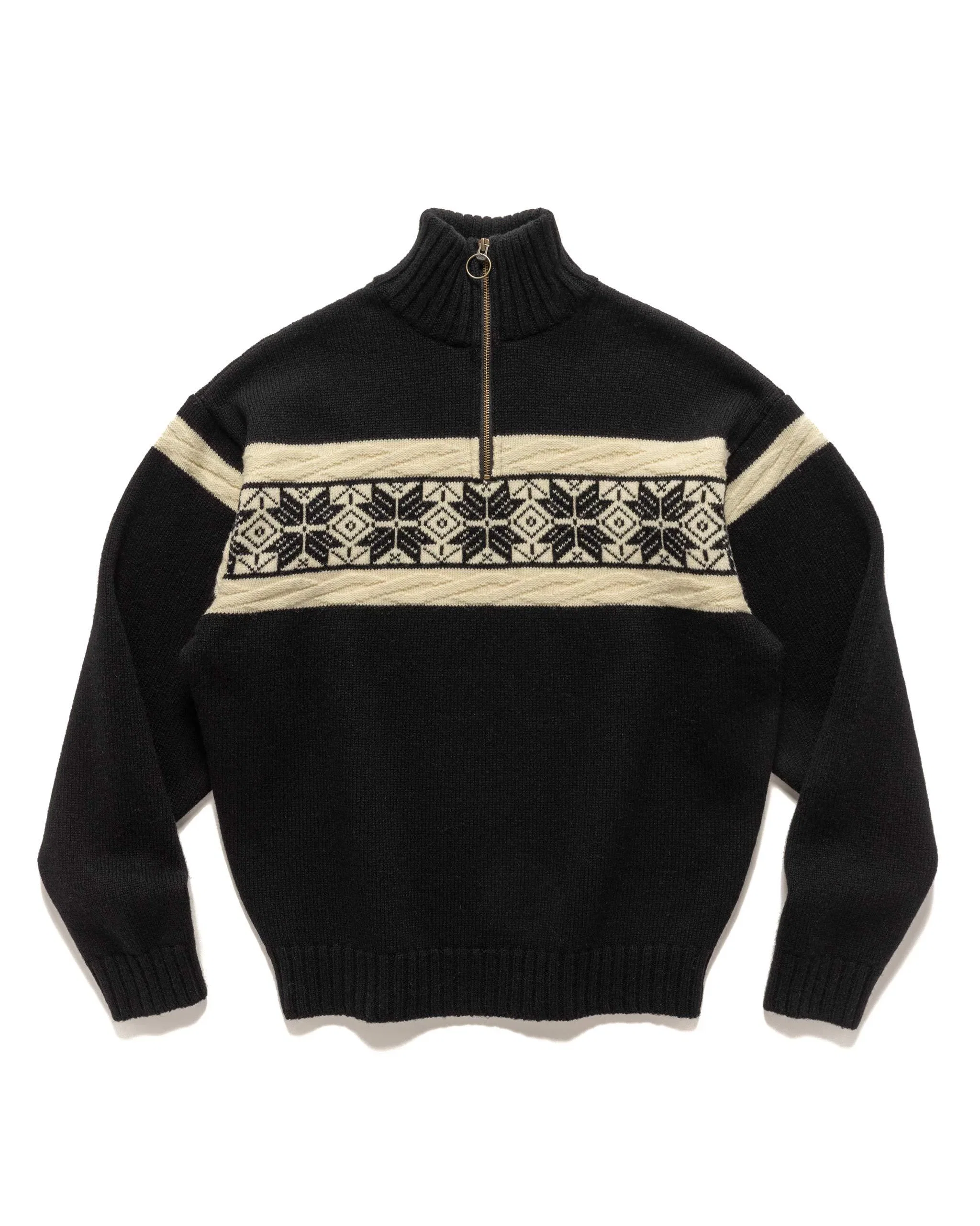 KAPITAL 5G Wool SNOW Half ZIP Sweater Black