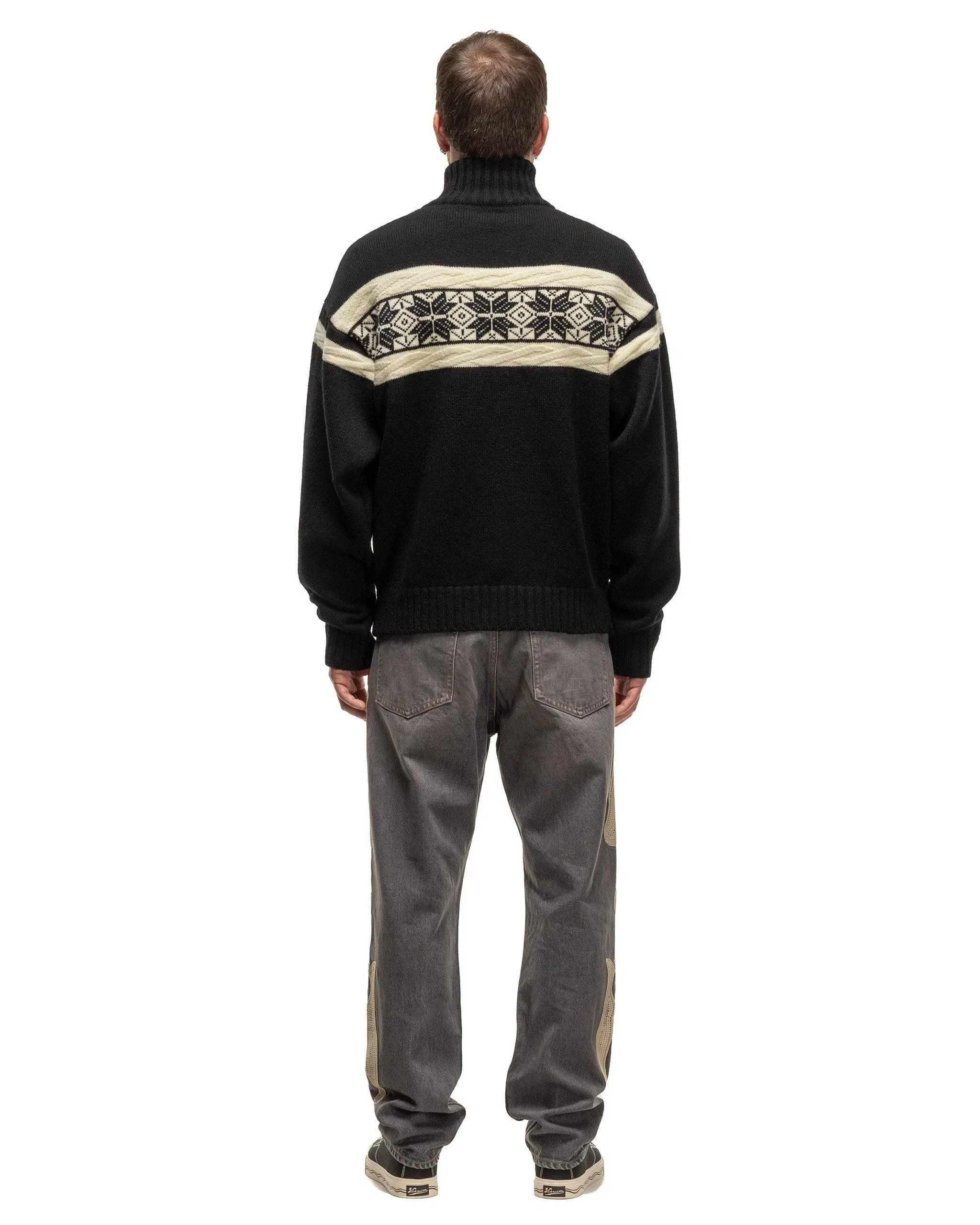 KAPITAL 5G Wool SNOW Half ZIP Sweater Black