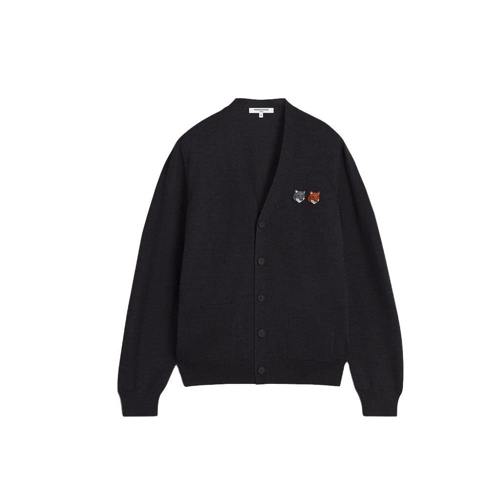 Maison Kitsuné Double Bold Fox Head Patch Regular Cardigan - Anthracite
