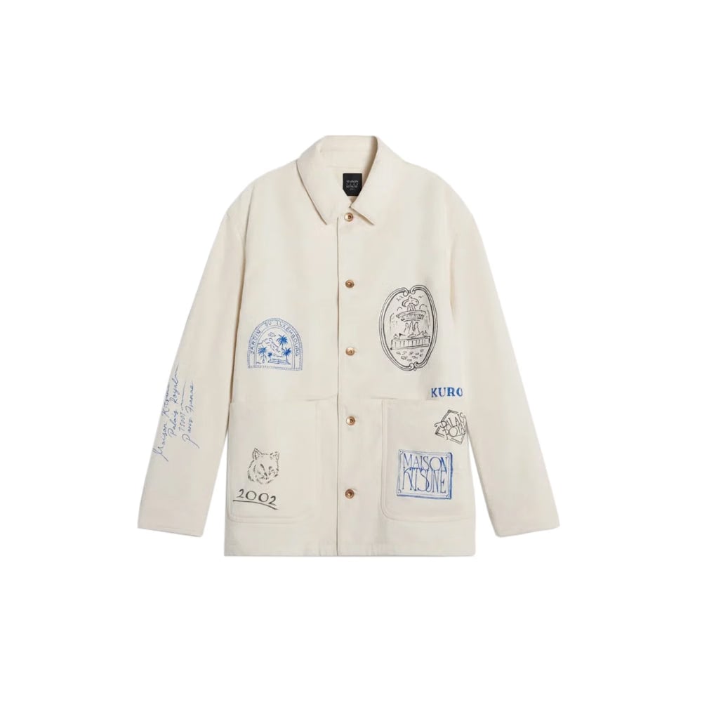 Maison Kitsuné Kuro x Maison Kitsuné Handwritten Postcard Work Jacket - Ecru