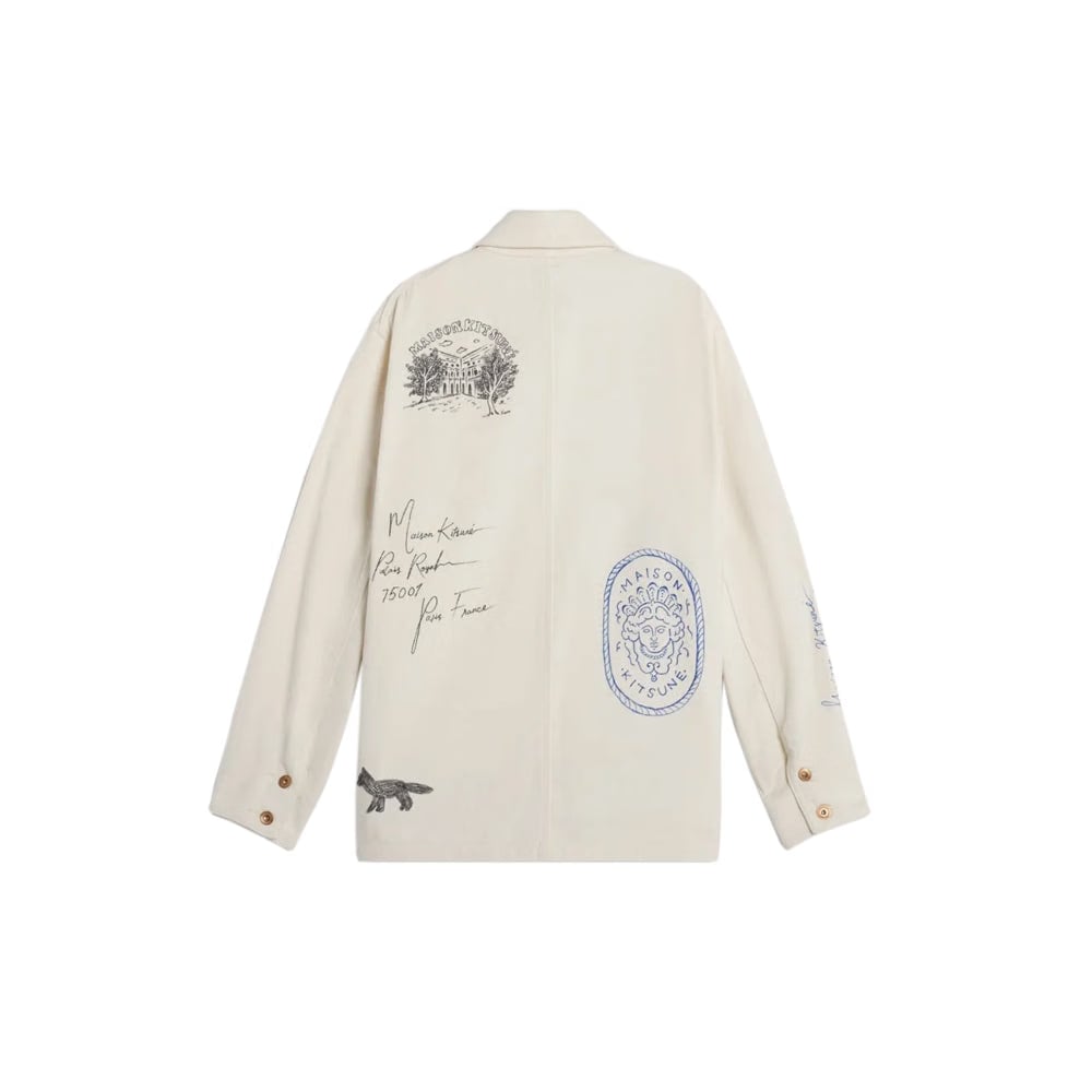 Maison Kitsuné Kuro x Maison Kitsuné Handwritten Postcard Work Jacket - Ecru