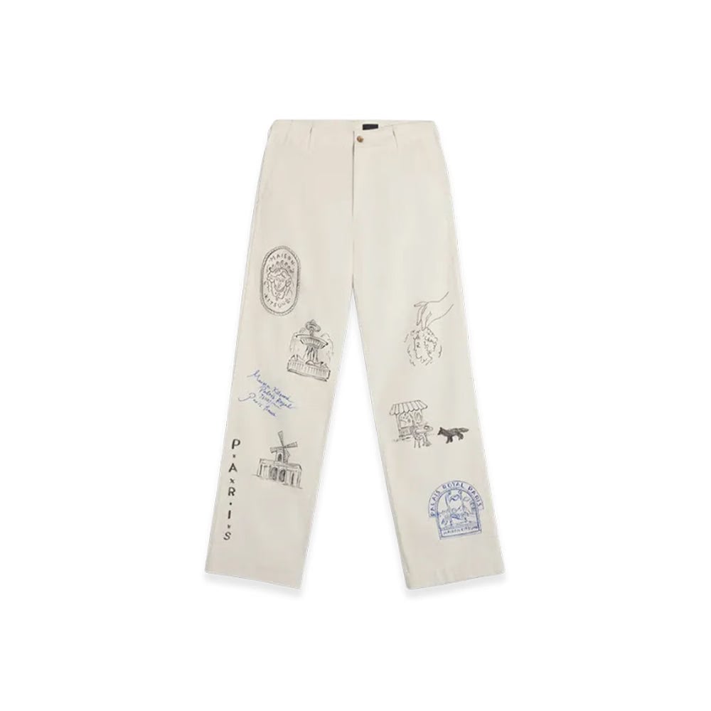Maison Kitsuné Kuro x Maison Kitsuné Handwritten Postcard Trouser - Ecru