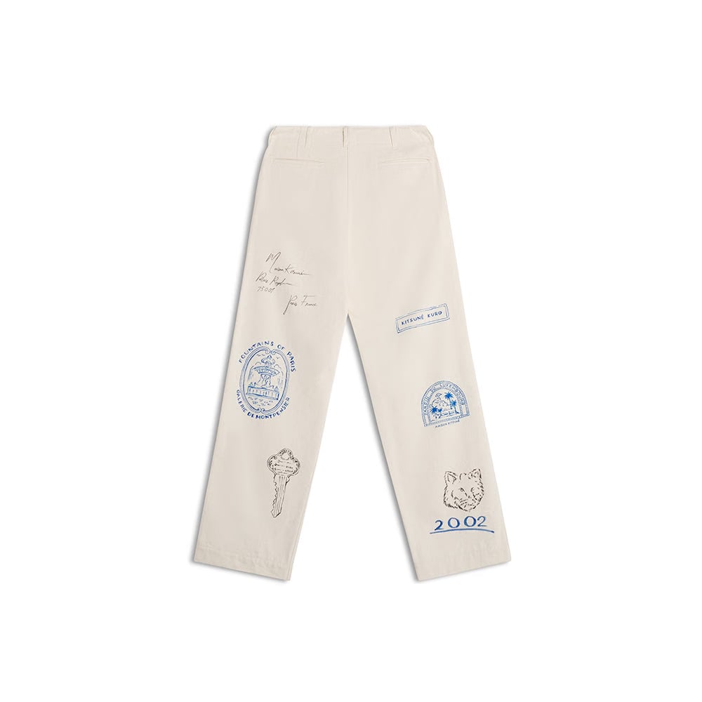 Maison Kitsuné Kuro x Maison Kitsuné Handwritten Postcard Trouser - Ecru