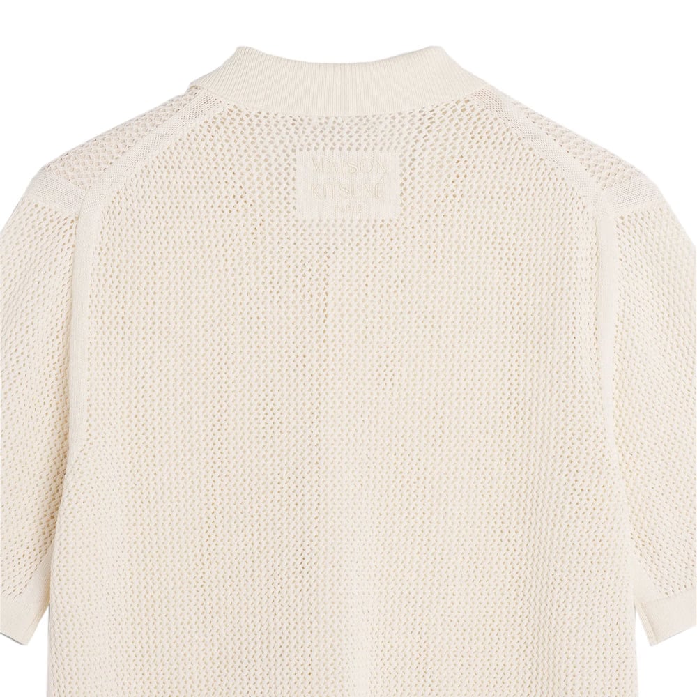 Maison Kitsuné Open Knit Short Sleeve Cardigan - Pure Ecru