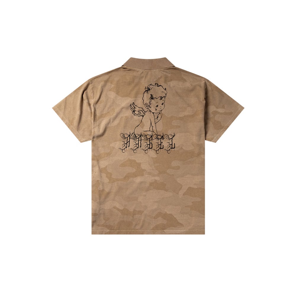 Aries Aged Angel Camo SS Polo Shirt - Desert
