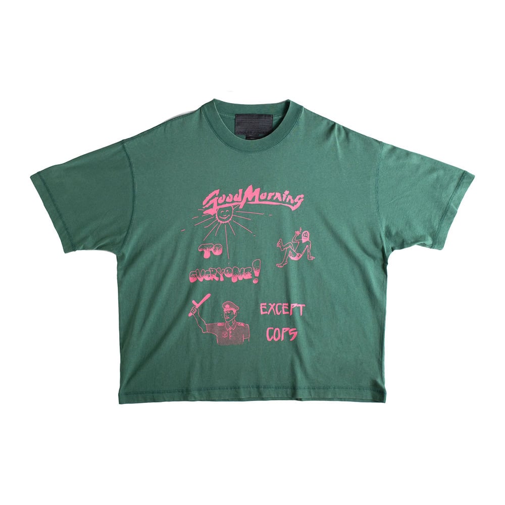 jungles Good Morning Cops Vintage Tee - Green